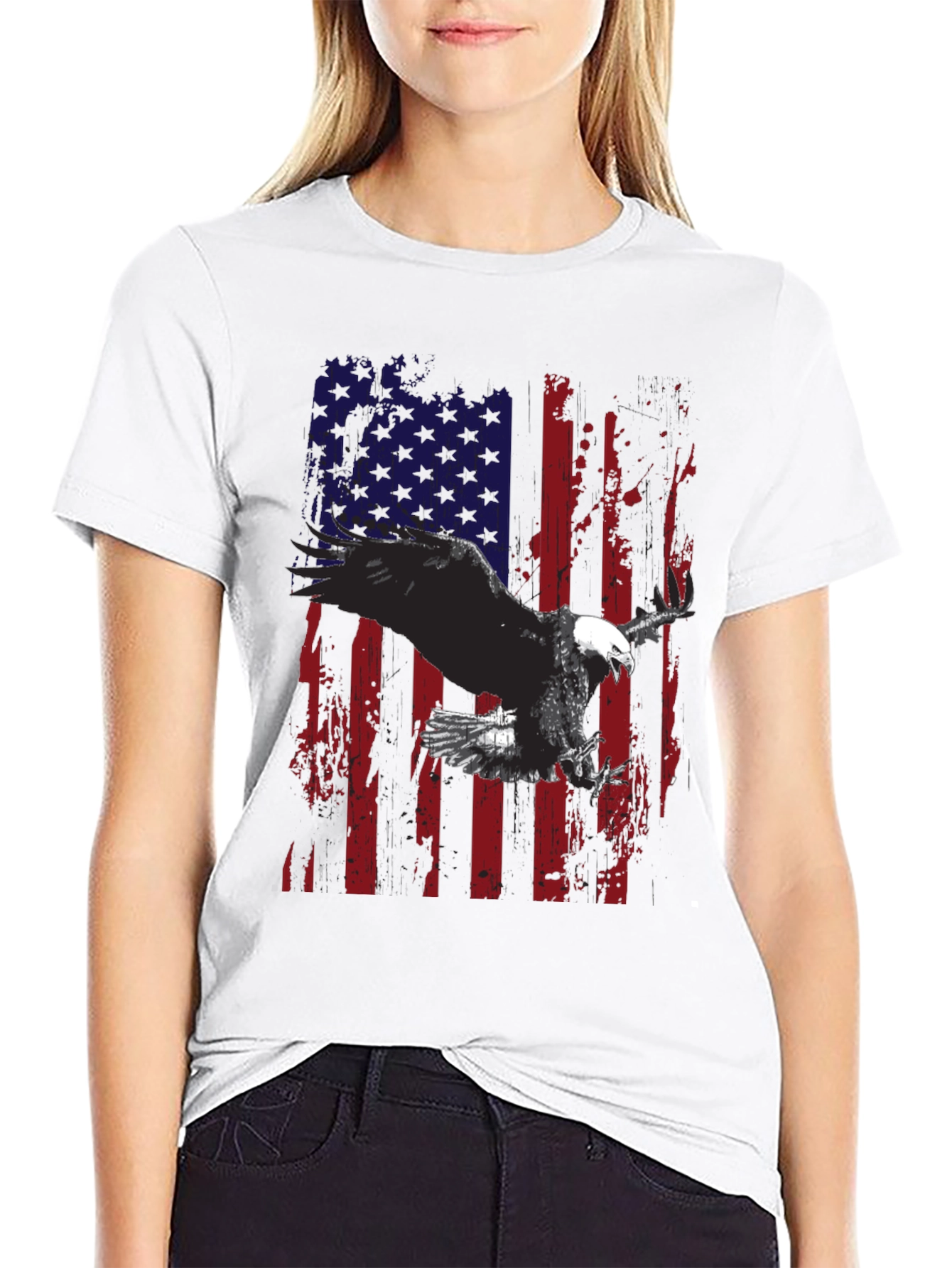 Eagle American Flag Graphic Tee - Patriotic Style