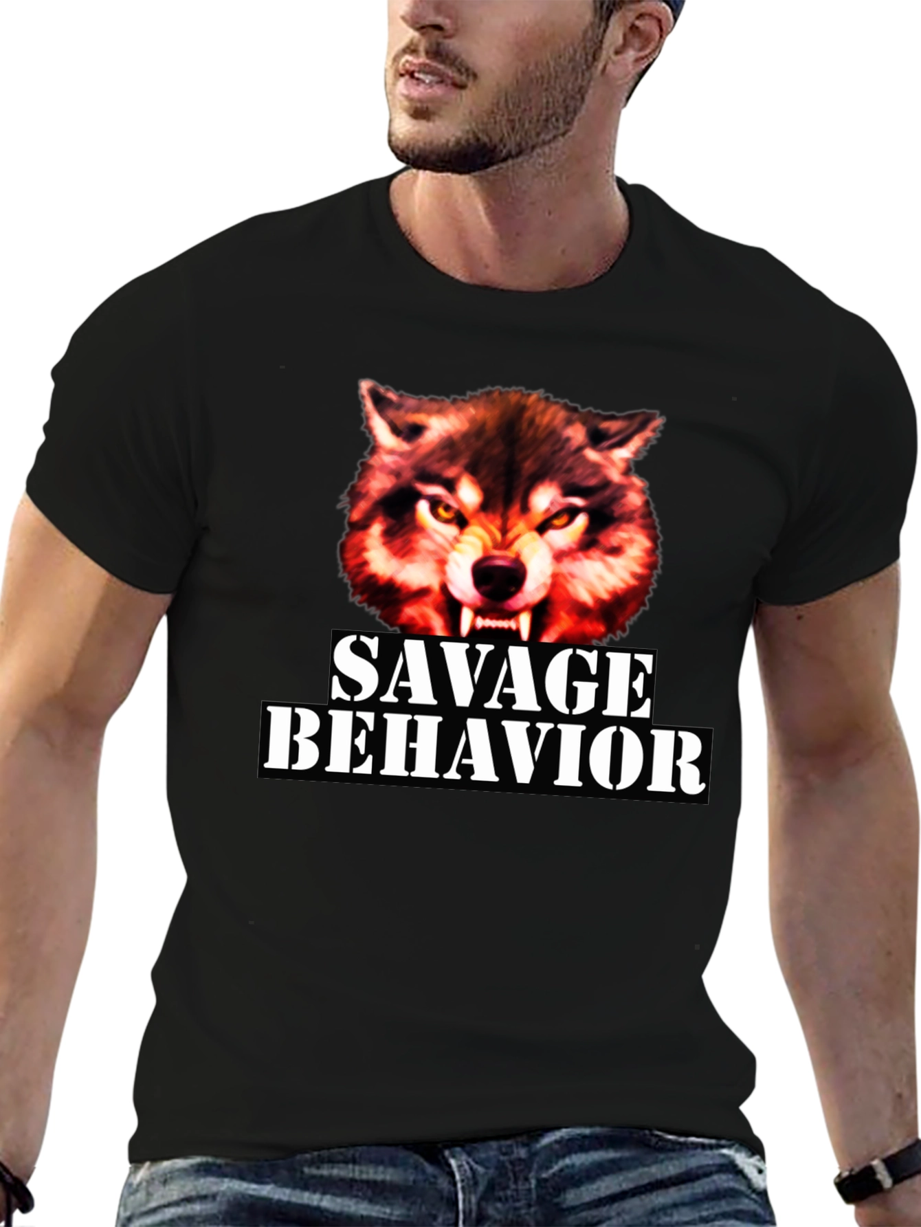 Savage Behavior Wolf Graphic T-Shirt