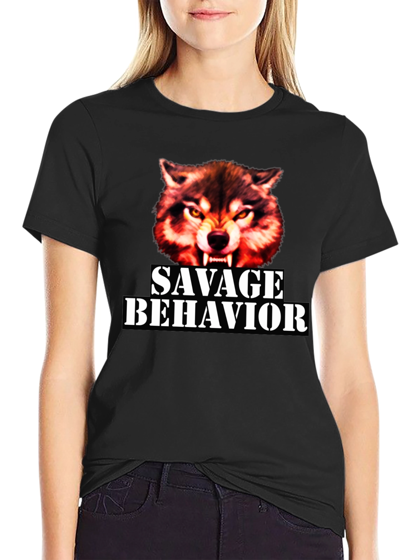 Savage Behavior Wolf Graphic T-Shirt