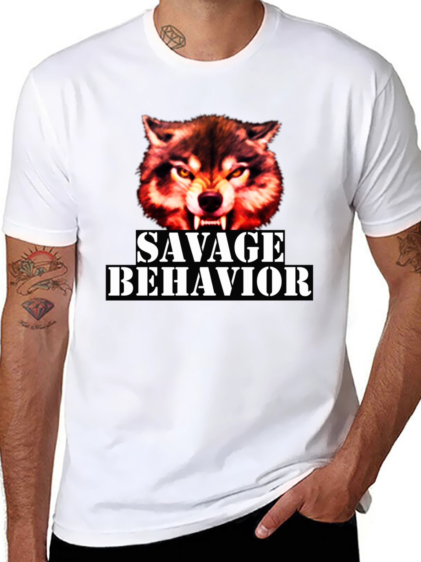 Savage Behavior Wolf Graphic T-Shirt