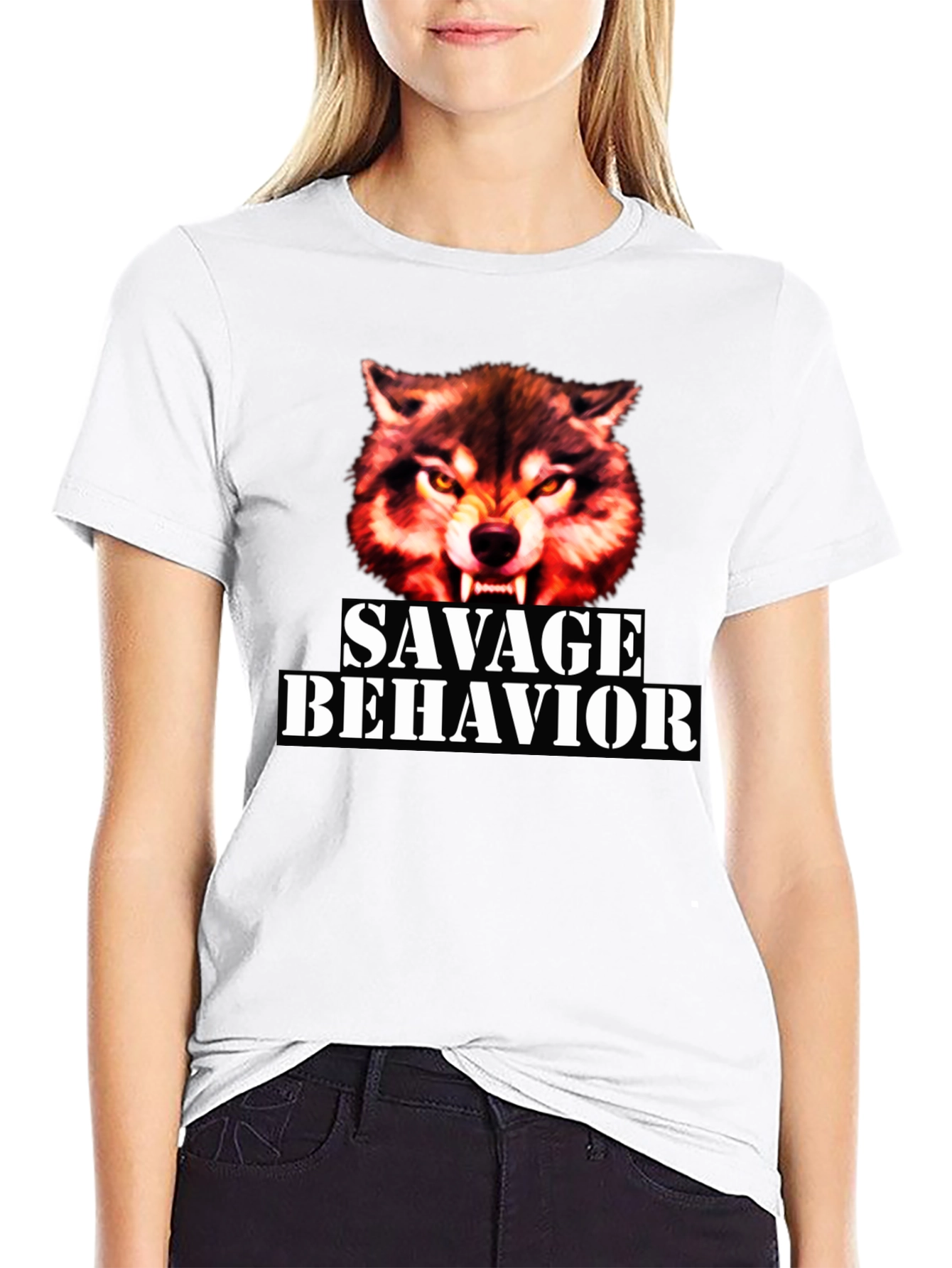 Savage Behavior Wolf Graphic T-Shirt