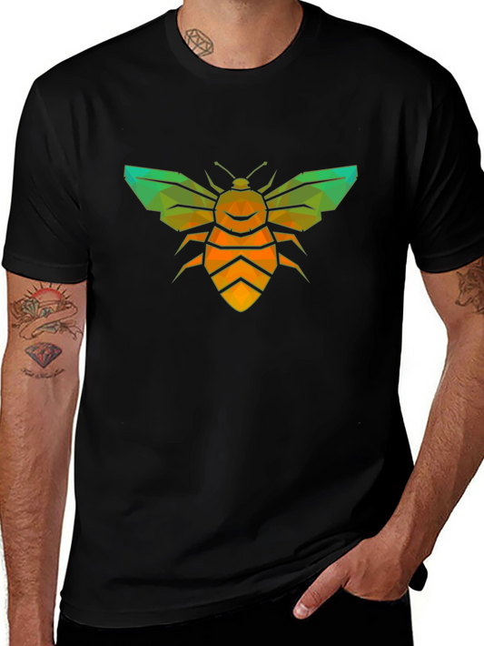 Geometric Bee Graphic Tee - Stylish Insect Design