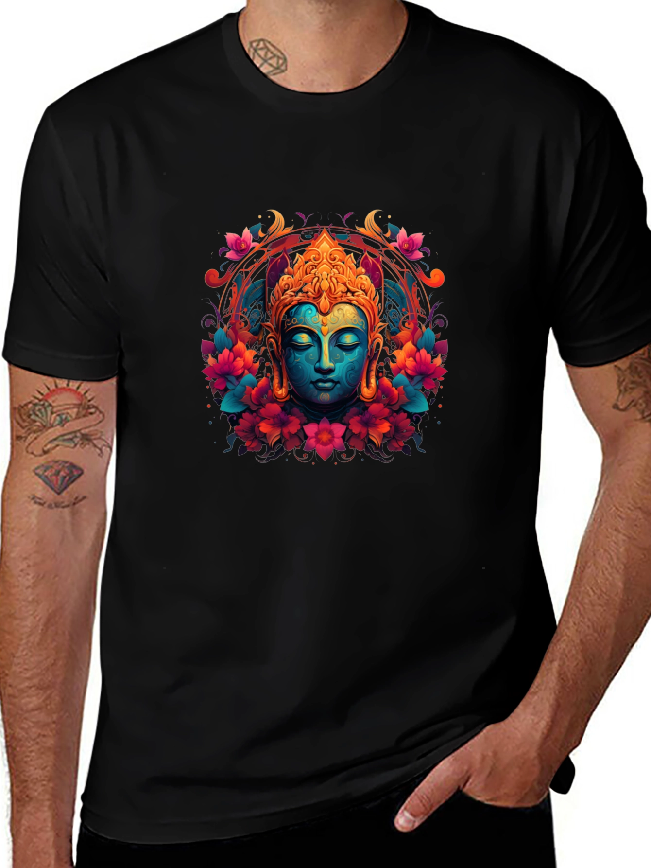 Vibrant Buddha Graphic T-Shirt