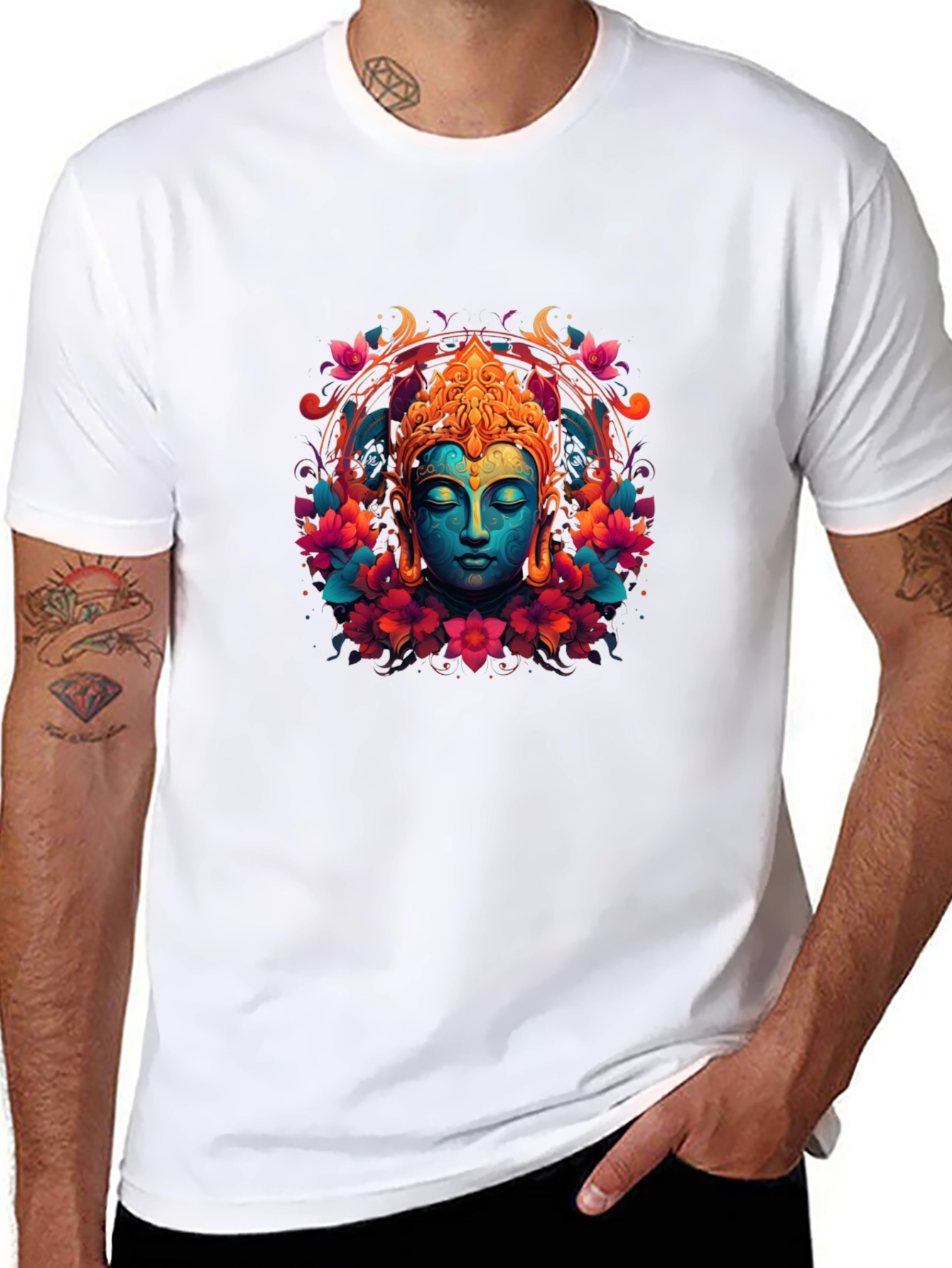 Vibrant Buddha Graphic T-Shirt