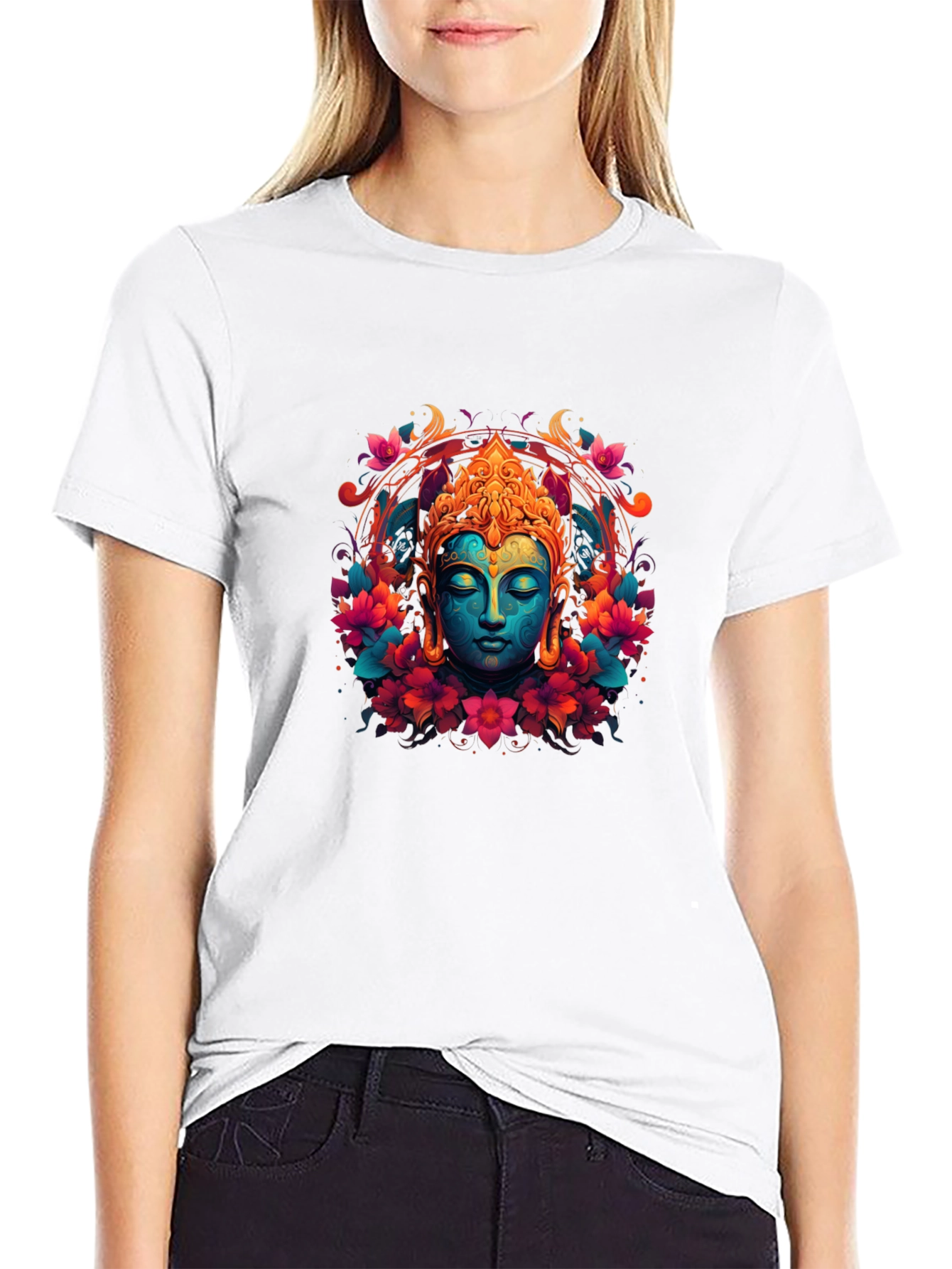 Vibrant Buddha Graphic T-Shirt