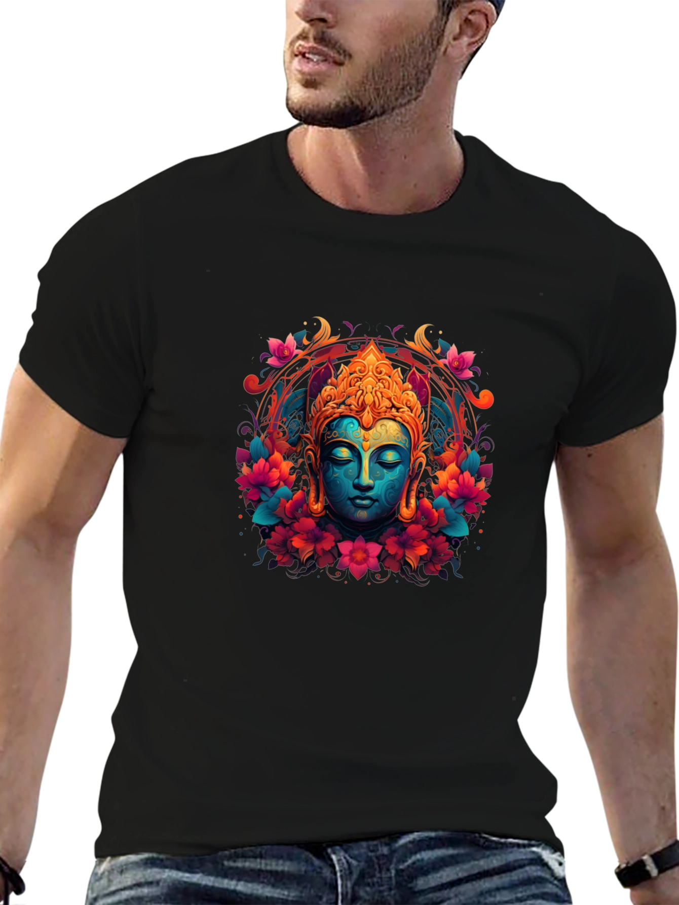 Vibrant Buddha Graphic T-Shirt