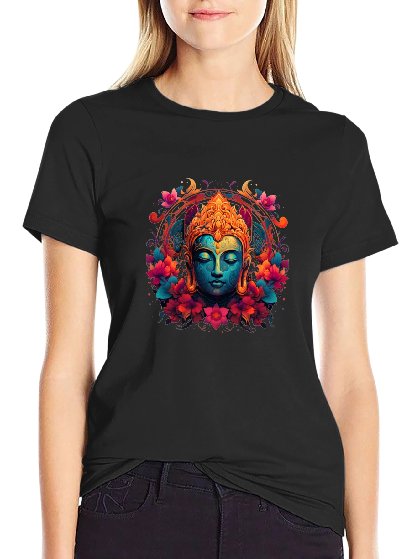 Vibrant Buddha Graphic T-Shirt