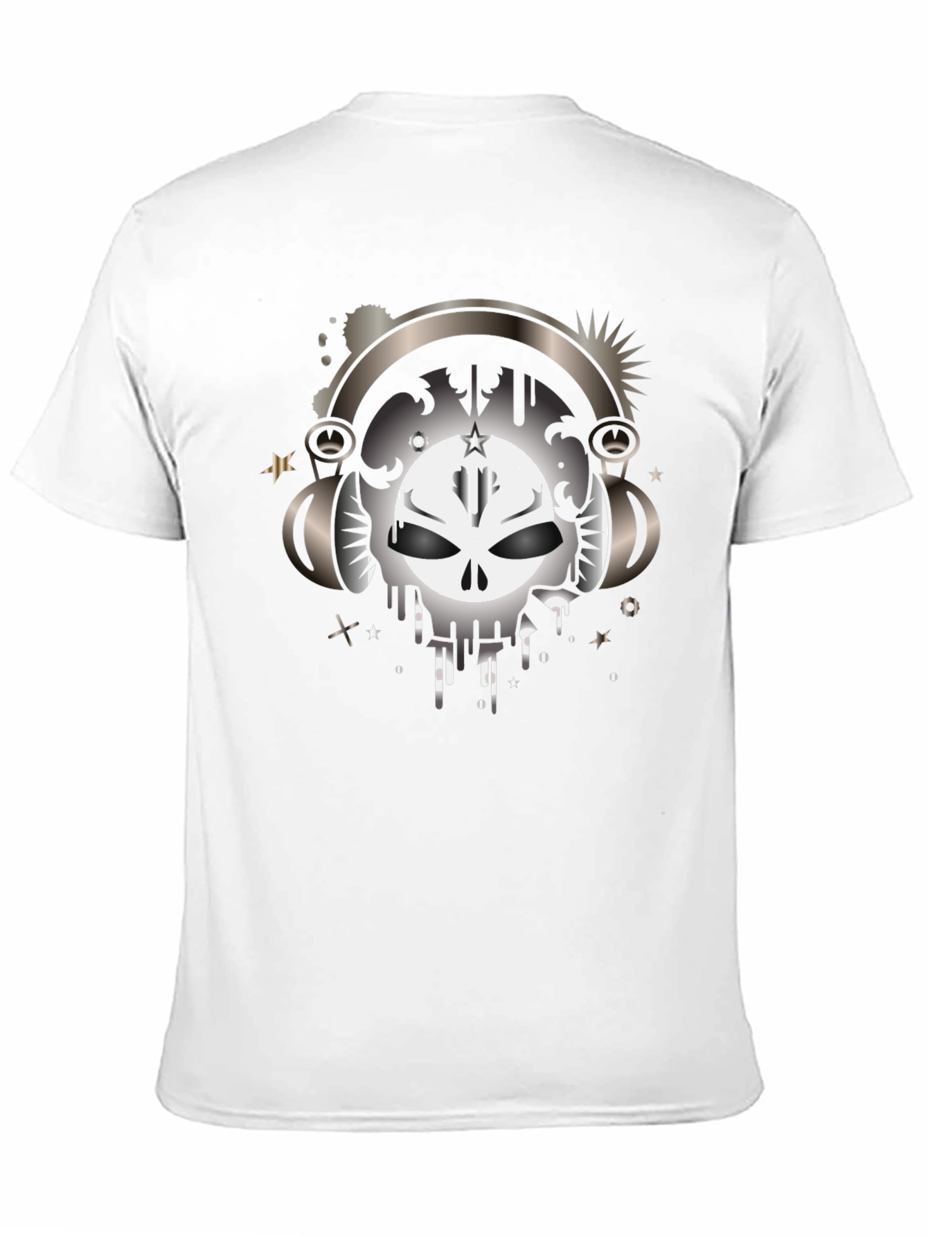 Skull Headphones Graphic Black T-Shirt