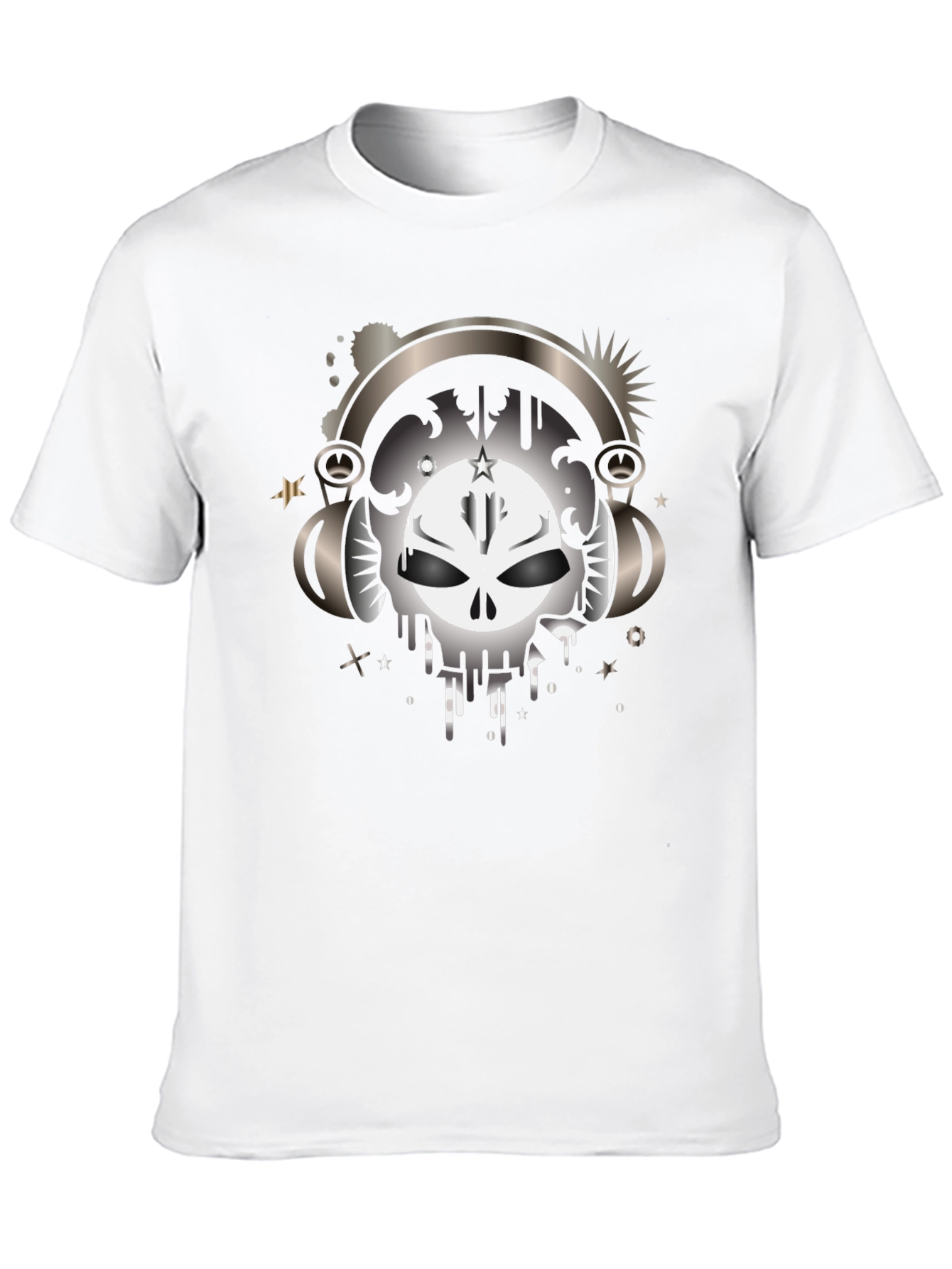 Skull Headphones Graphic Black T-Shirt