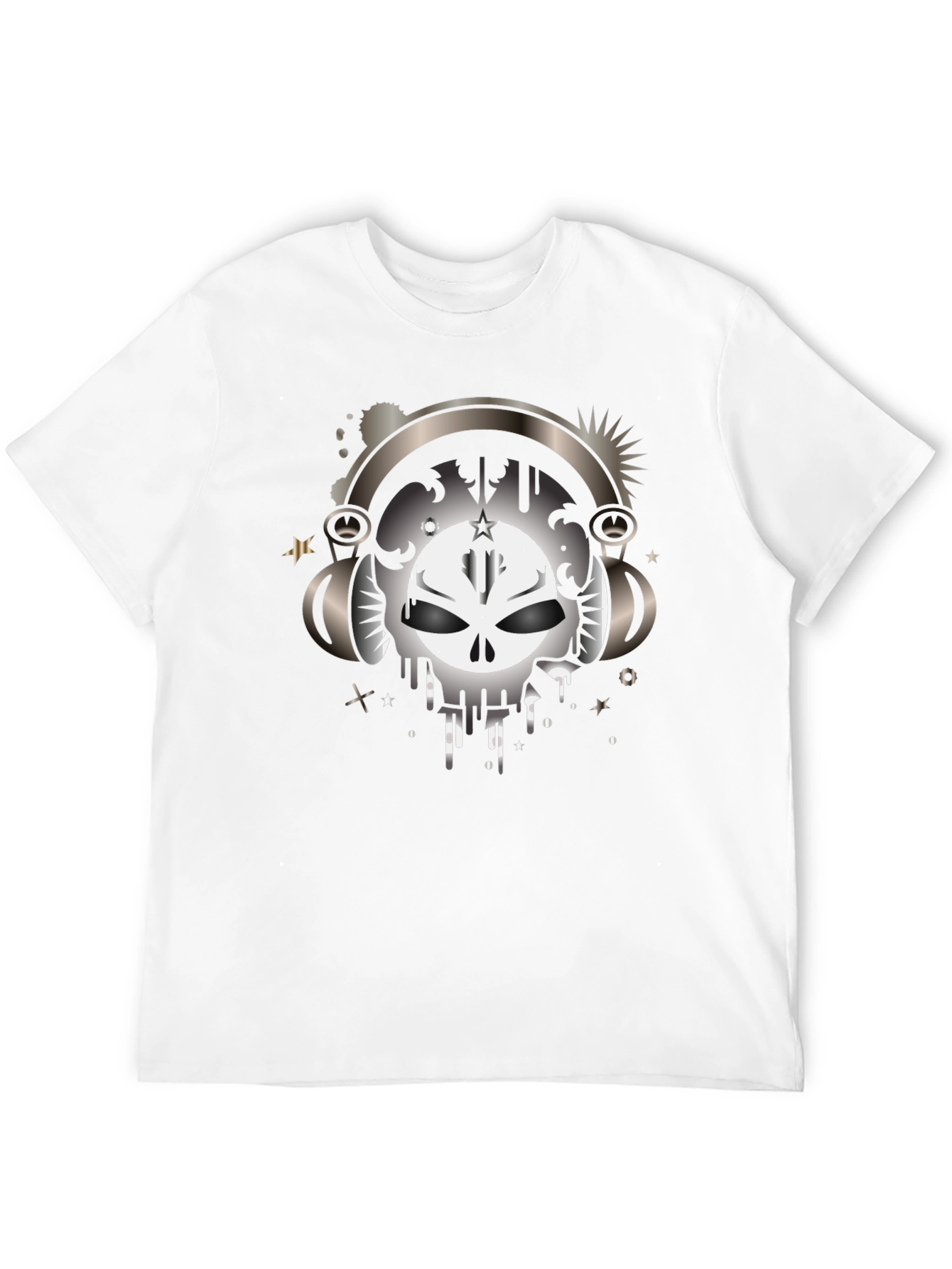 Skull Headphones Graphic Black T-Shirt