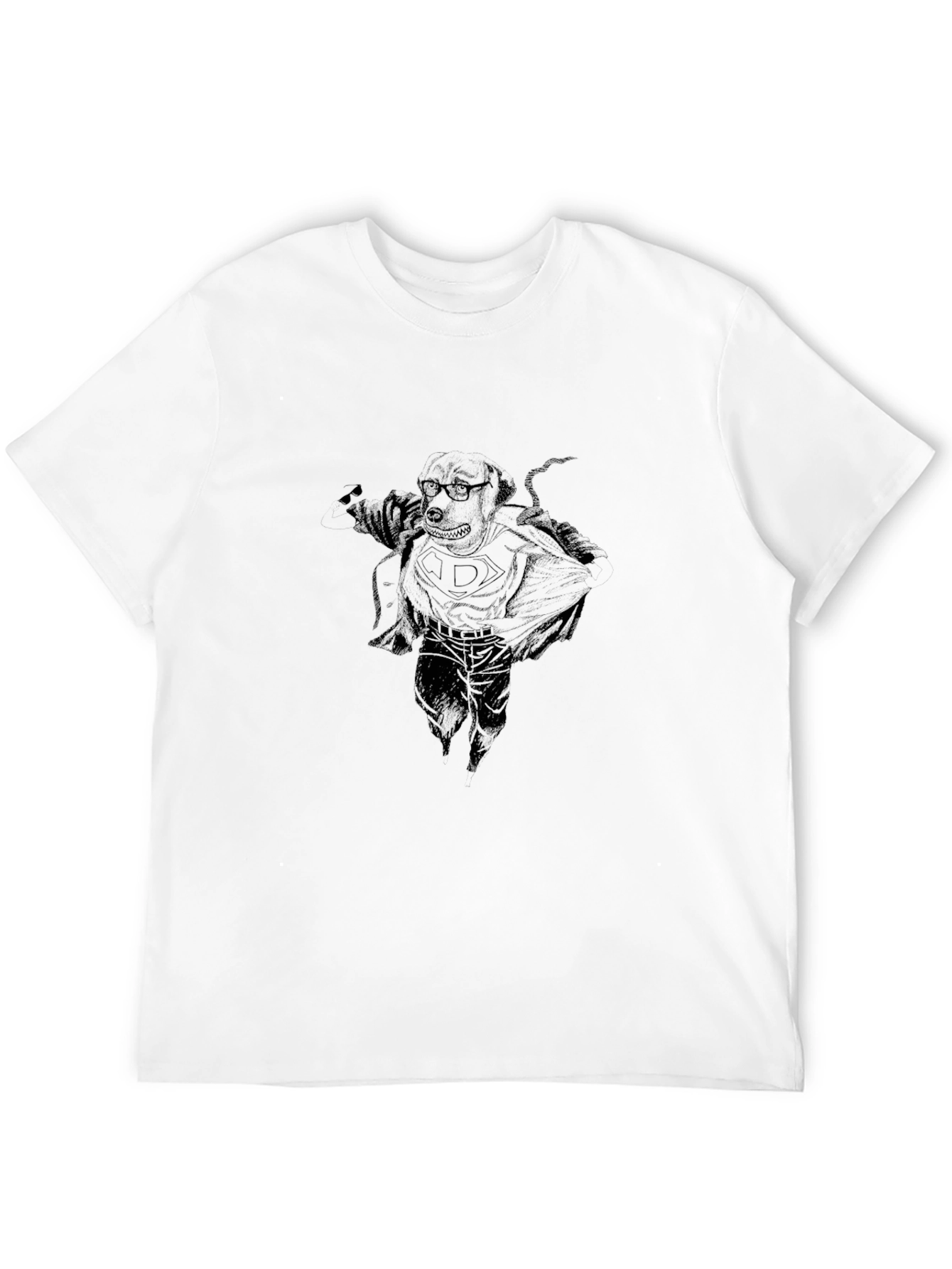 Black Graphic Tee: Dog Superman
