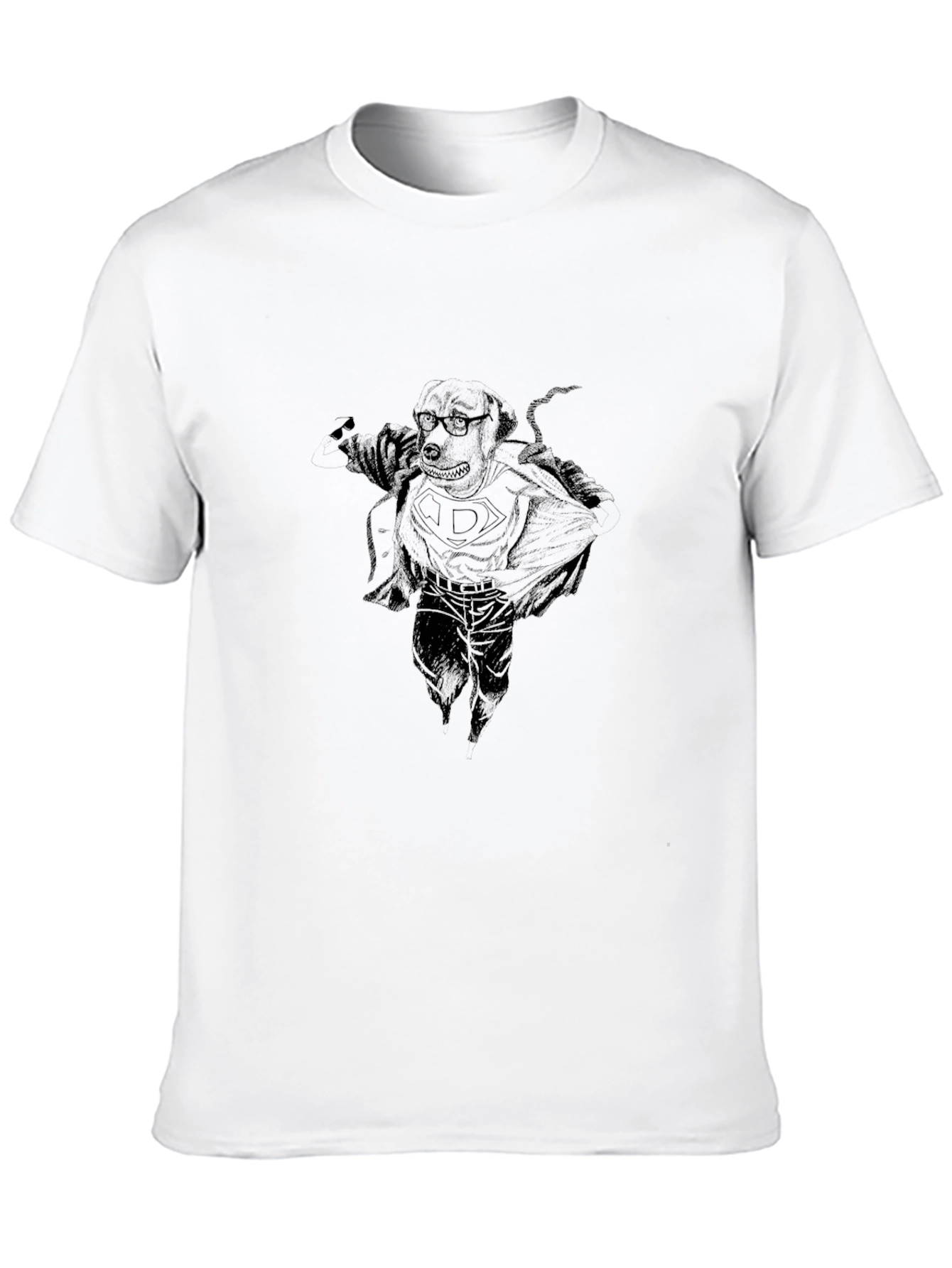 Black Graphic Tee: Dog Superman