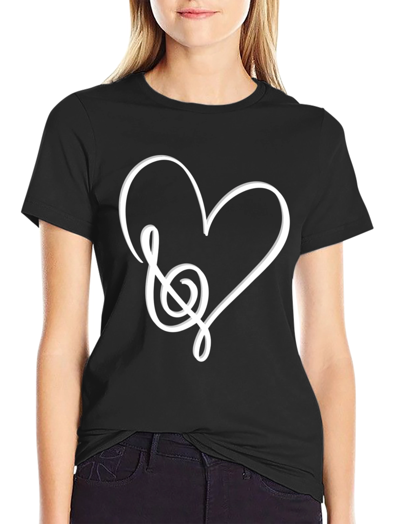 Musical Heart Graphic Tee - Black