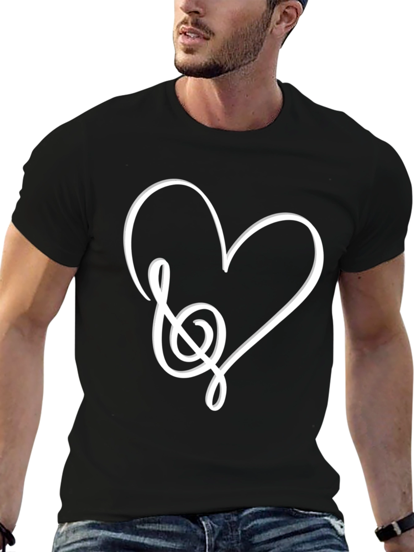 Musical Heart Graphic Tee - Black