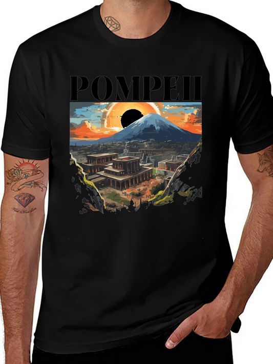Pompeii Graphic Tee - Artistic Volcano Design