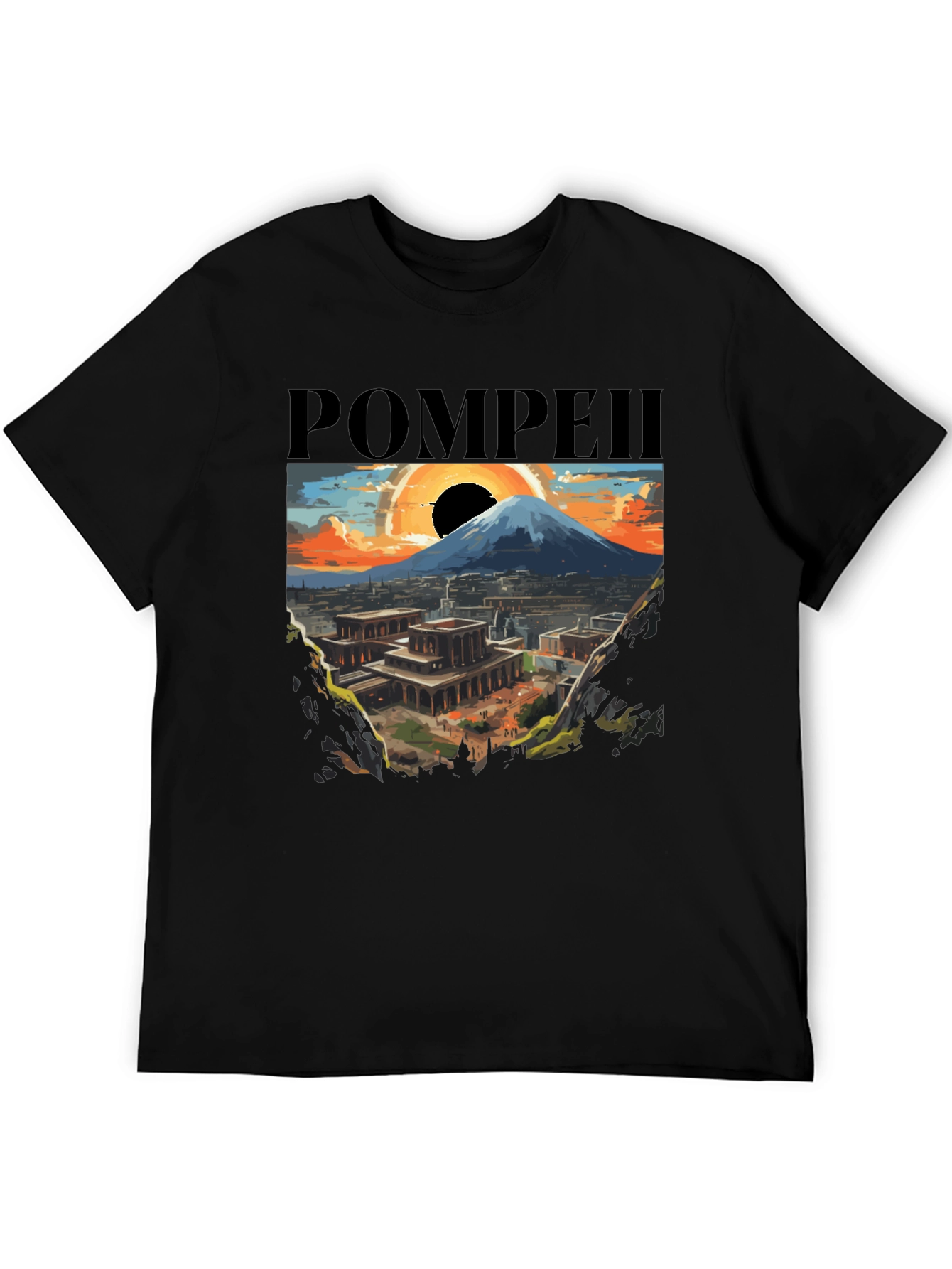 Pompeii Graphic Tee - Artistic Volcano Design
