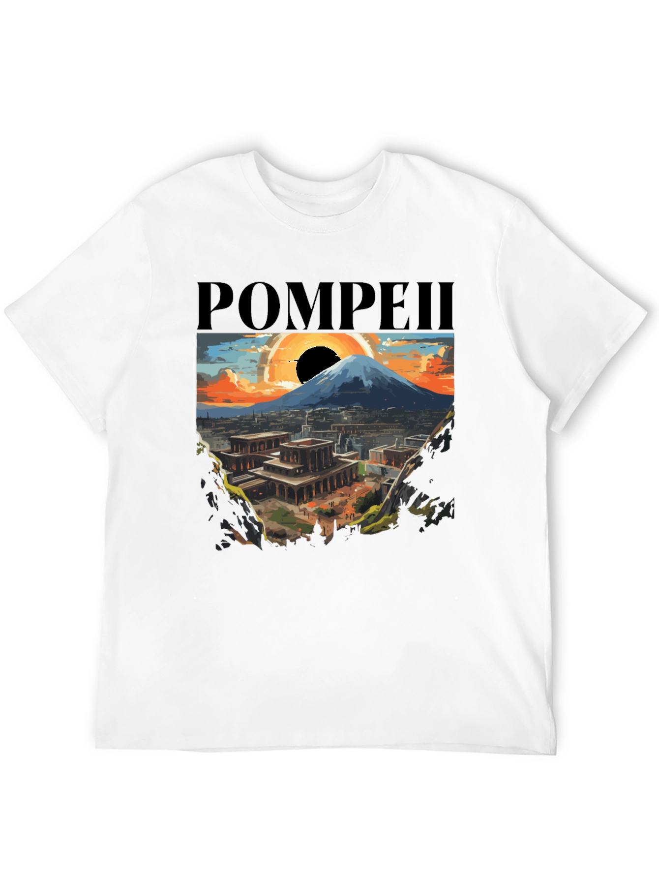 Pompeii Graphic Tee - Artistic Volcano Design