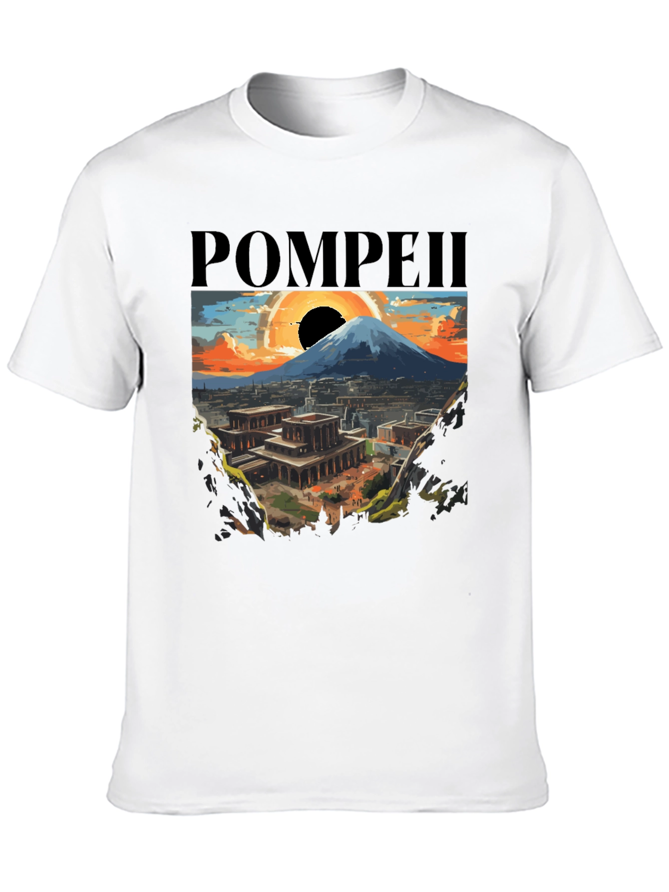 Pompeii Graphic Tee - Artistic Volcano Design