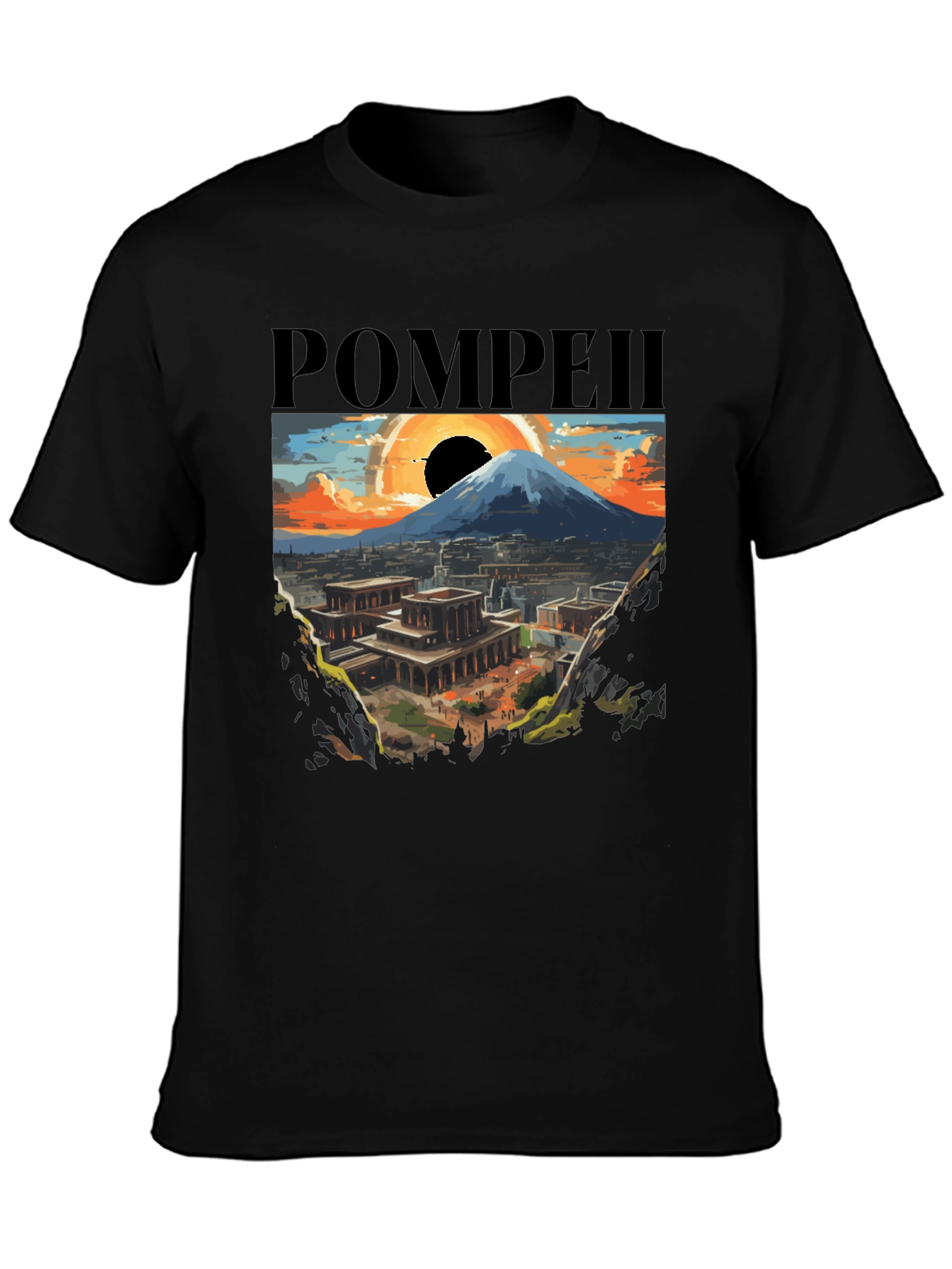 Pompeii Graphic Tee - Artistic Volcano Design
