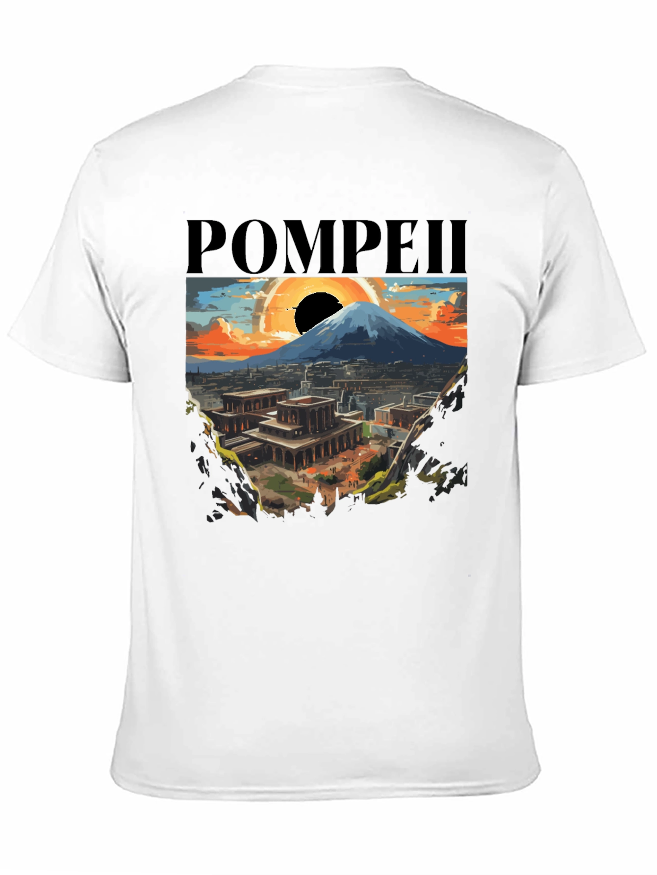 Pompeii Graphic Tee - Artistic Volcano Design