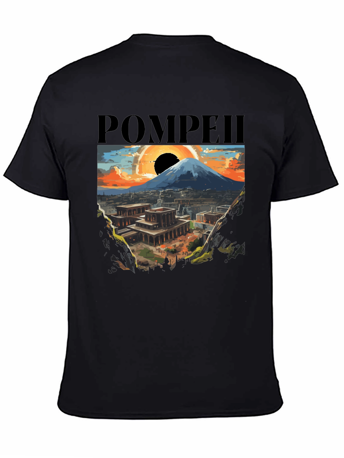 Pompeii Graphic Tee - Artistic Volcano Design