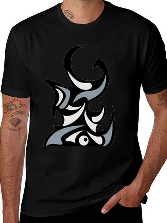 Abstract Tribal Graphic Black T-Shirt