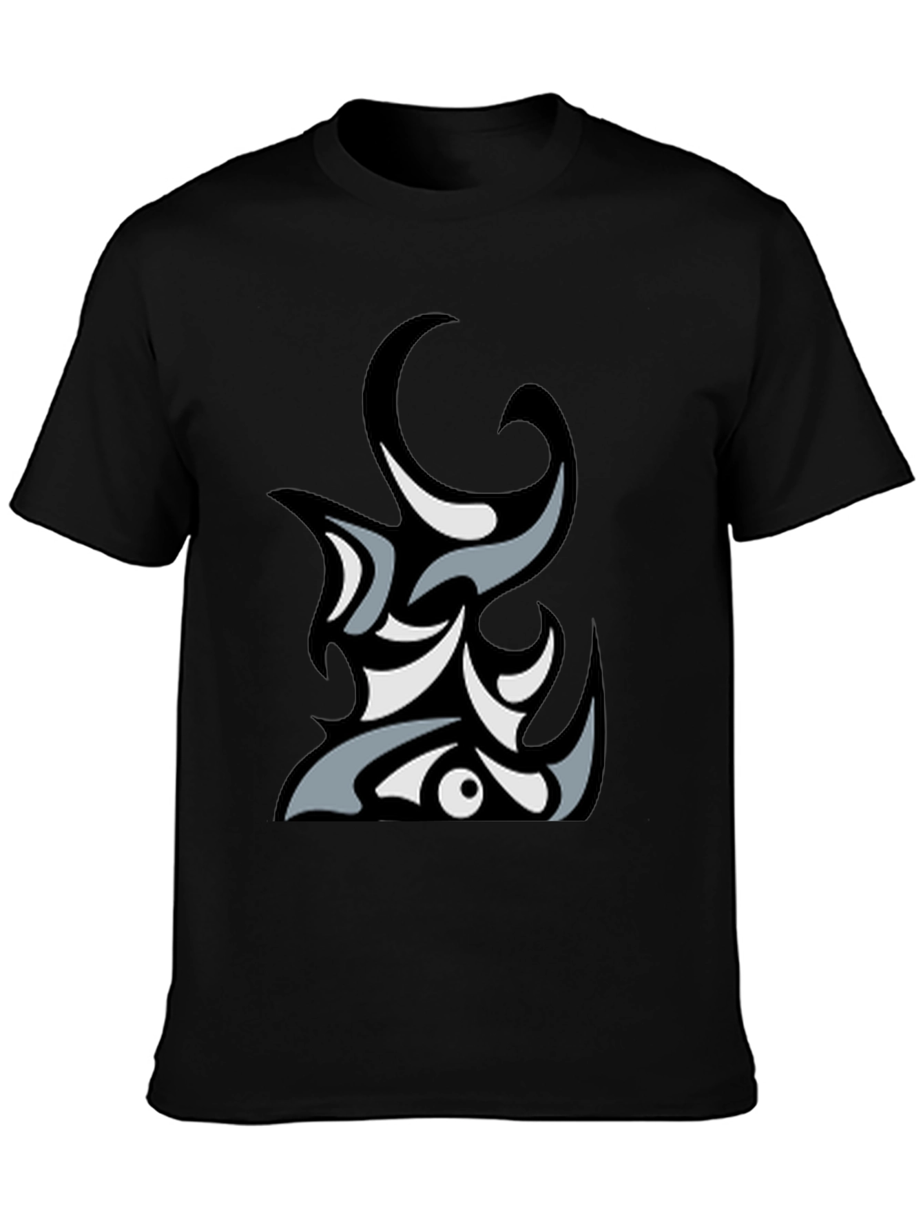 Abstract Tribal Graphic Black T-Shirt