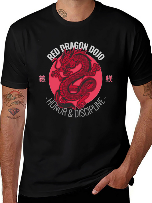 Red Dragon Dojo T-Shirt - Honor & Discipline Design