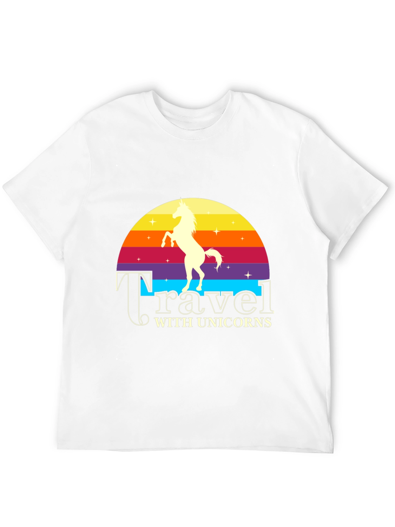 Travel with Unicorns Black Graphic T-Shirt
