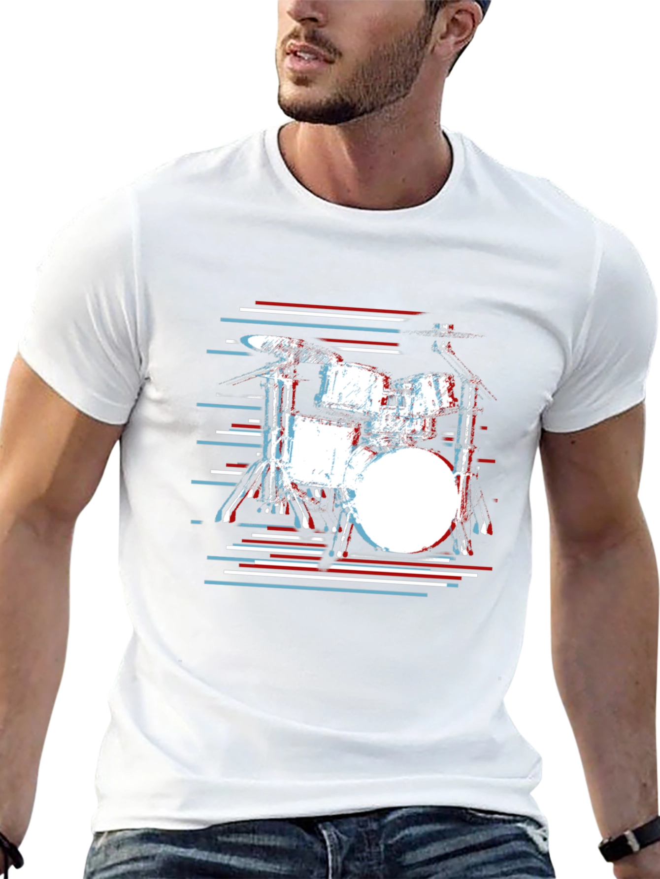 Drum Set Graphic Tee - Music Lover Black T-Shirt