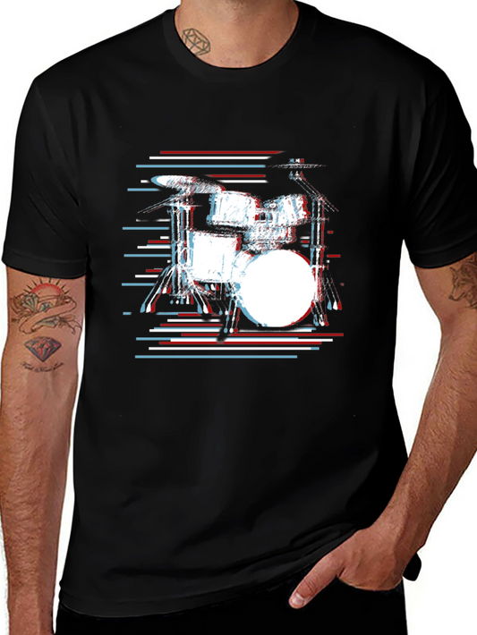 Drum Set Graphic Tee - Music Lover Black T-Shirt