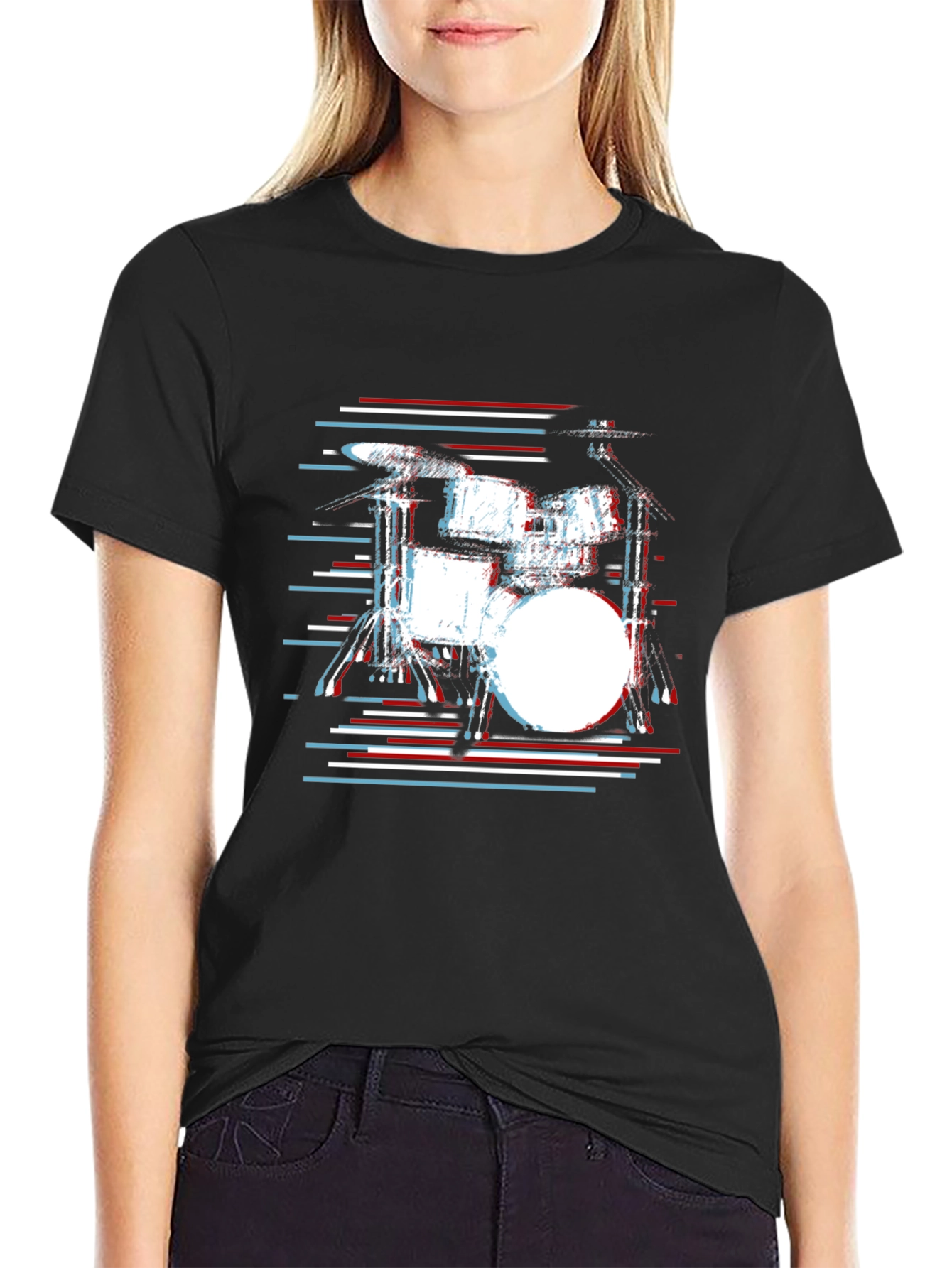 Drum Set Graphic Tee - Music Lover Black T-Shirt