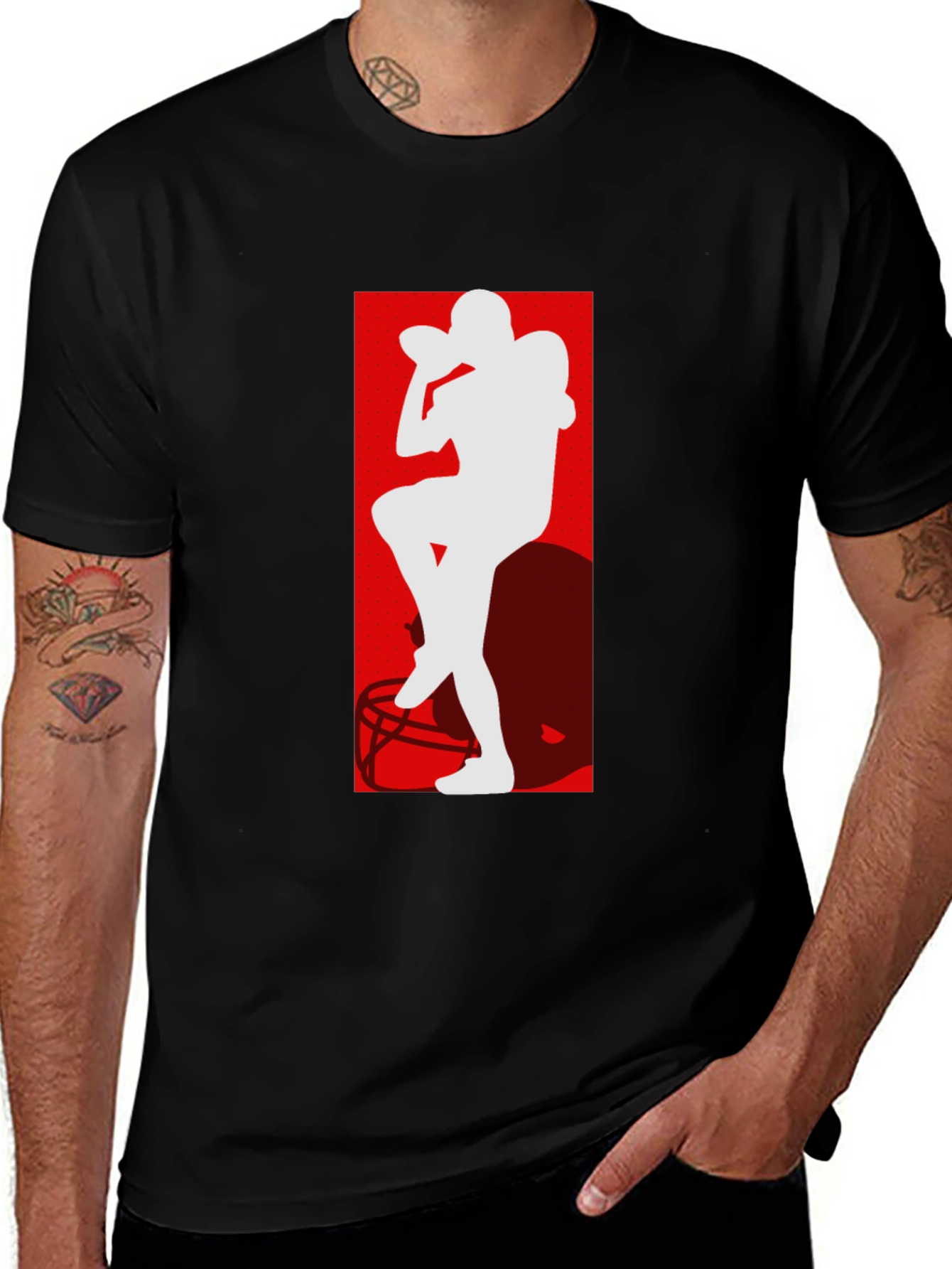 Football Player Silhouette Graphic T-Shirt