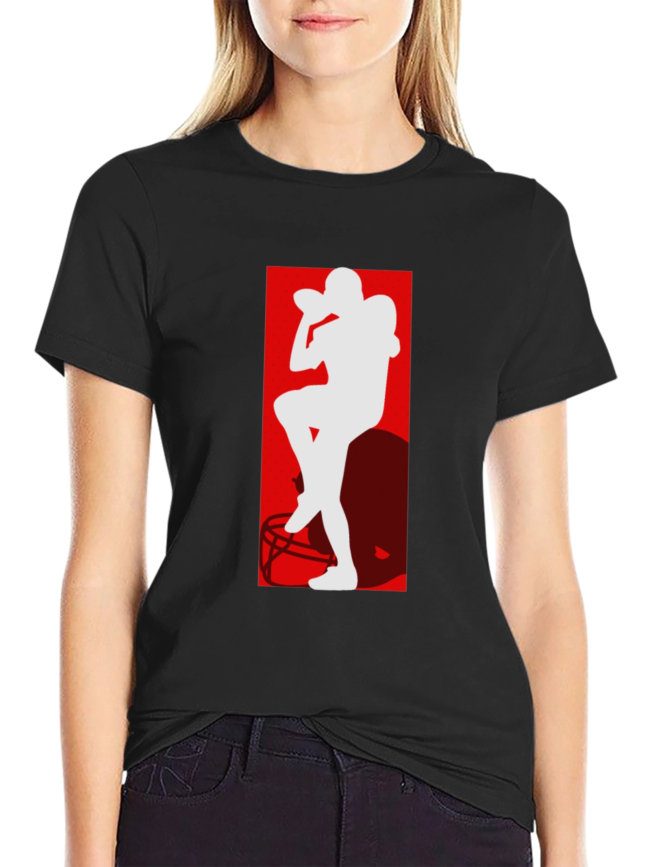 Football Player Silhouette Graphic T-Shirt