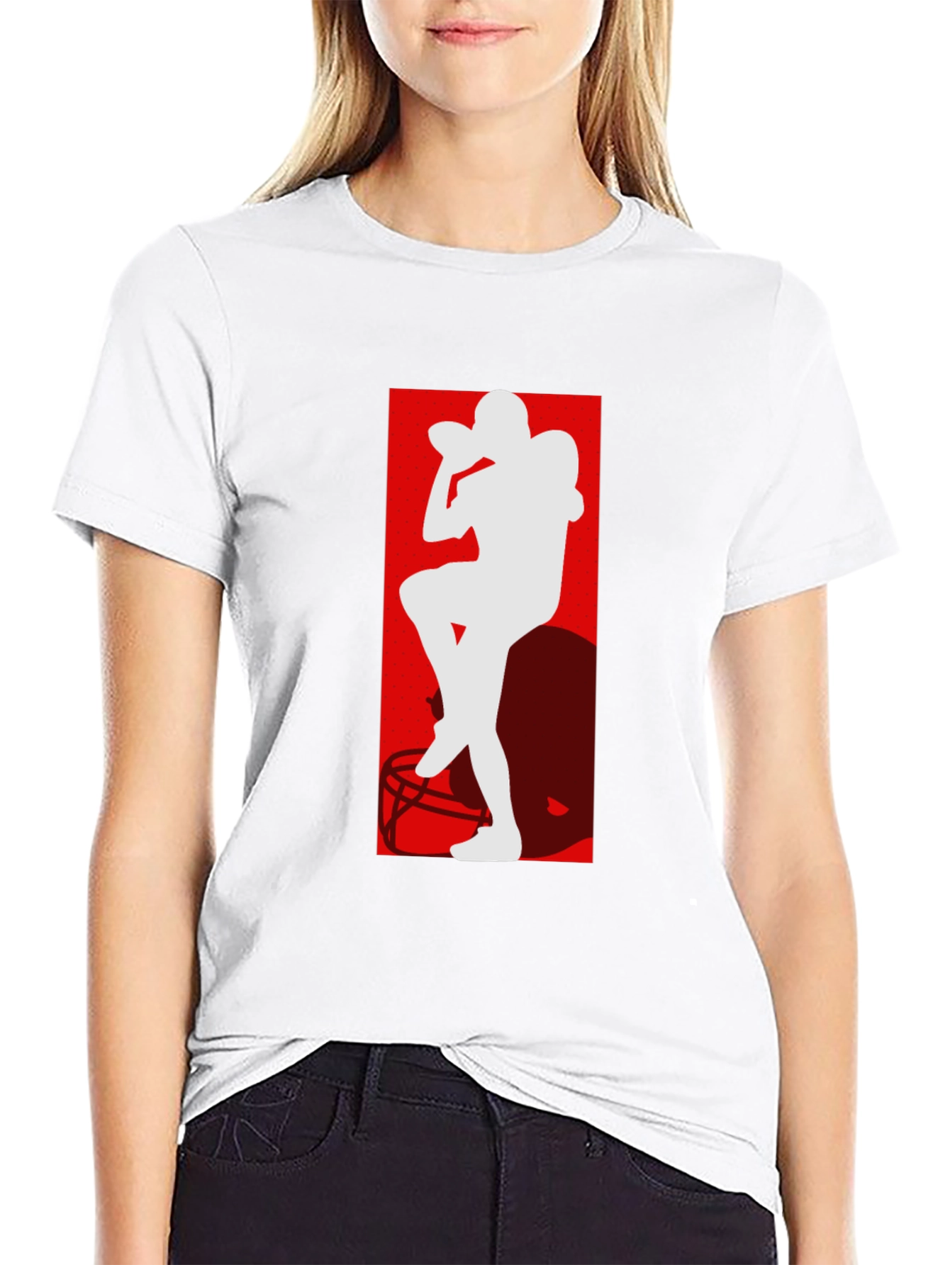 Football Player Silhouette Graphic T-Shirt