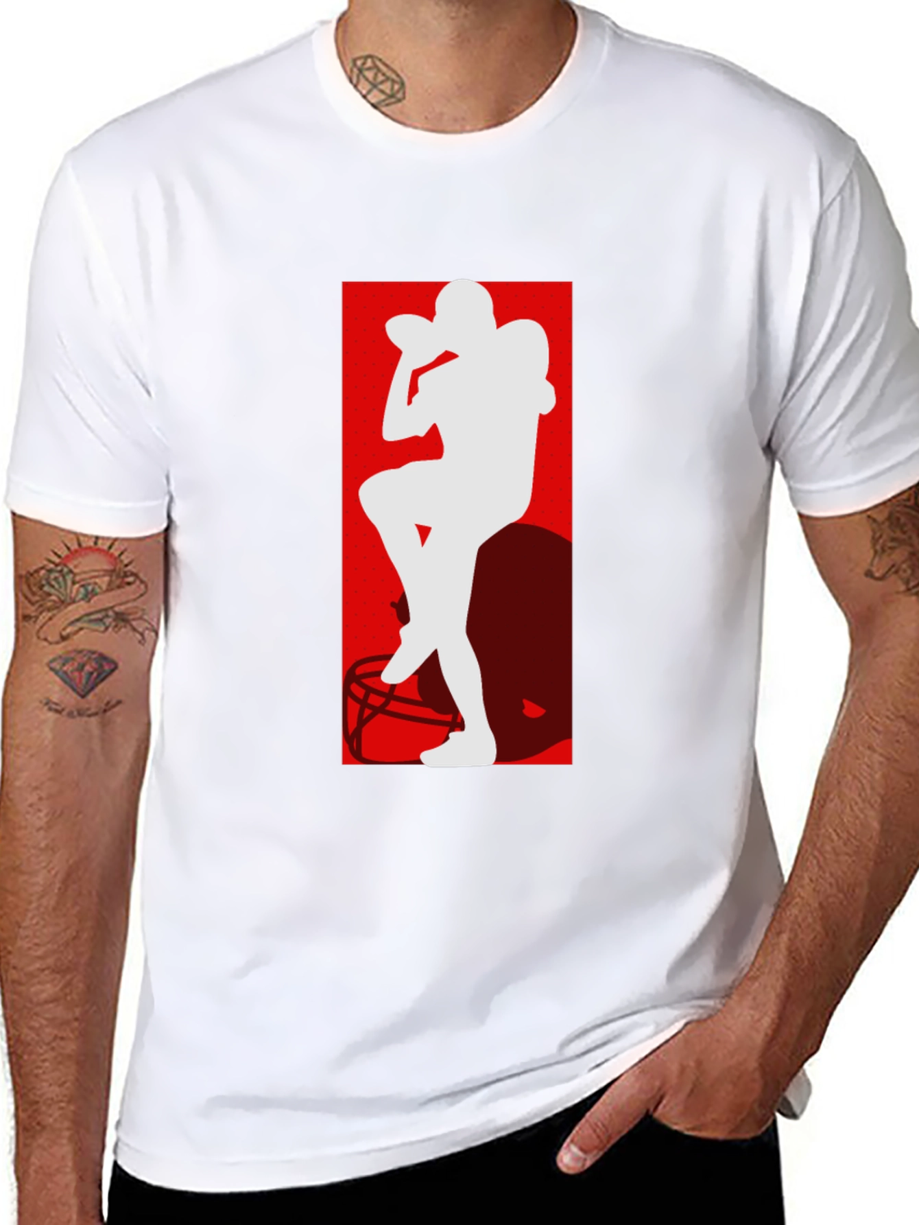 Football Player Silhouette Graphic T-Shirt