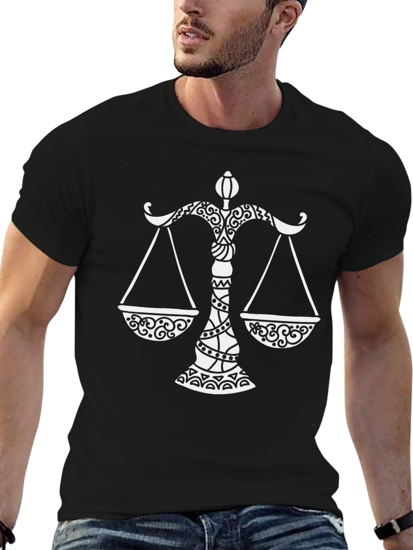 Libra Zodiac Sign Graphic Tee - Black