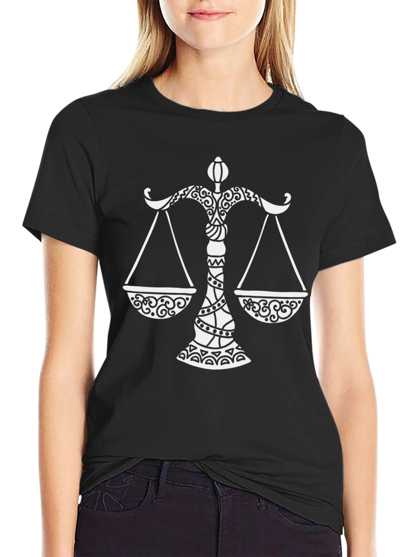Libra Zodiac Sign Graphic Tee - Black