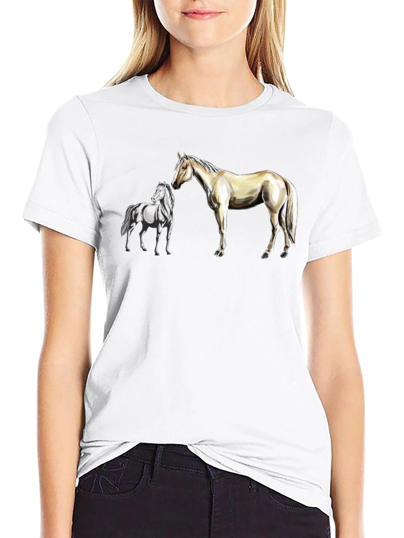Horse Graphic Tee - Stylish Black Cotton T-Shirt