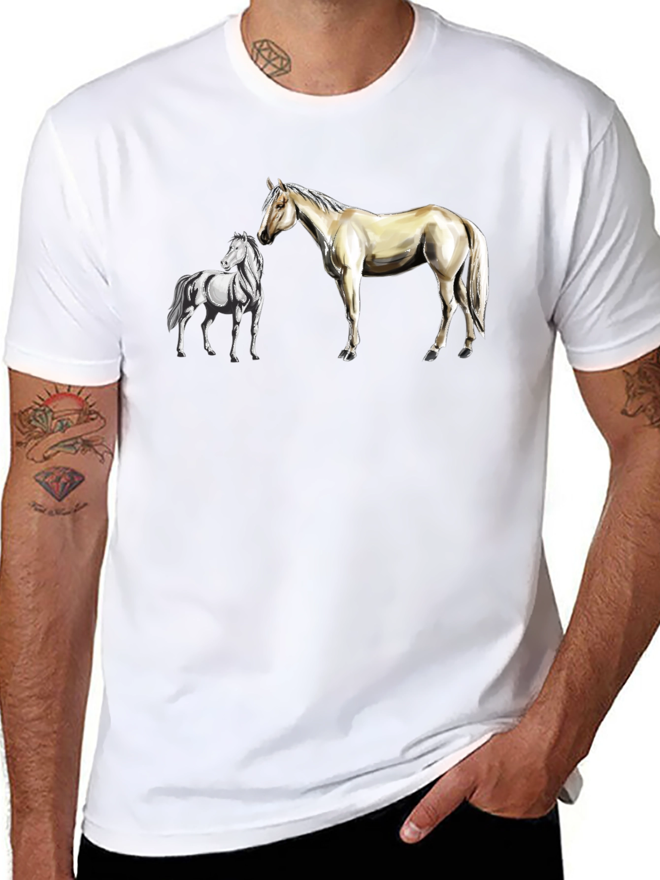 Horse Graphic Tee - Stylish Black Cotton T-Shirt