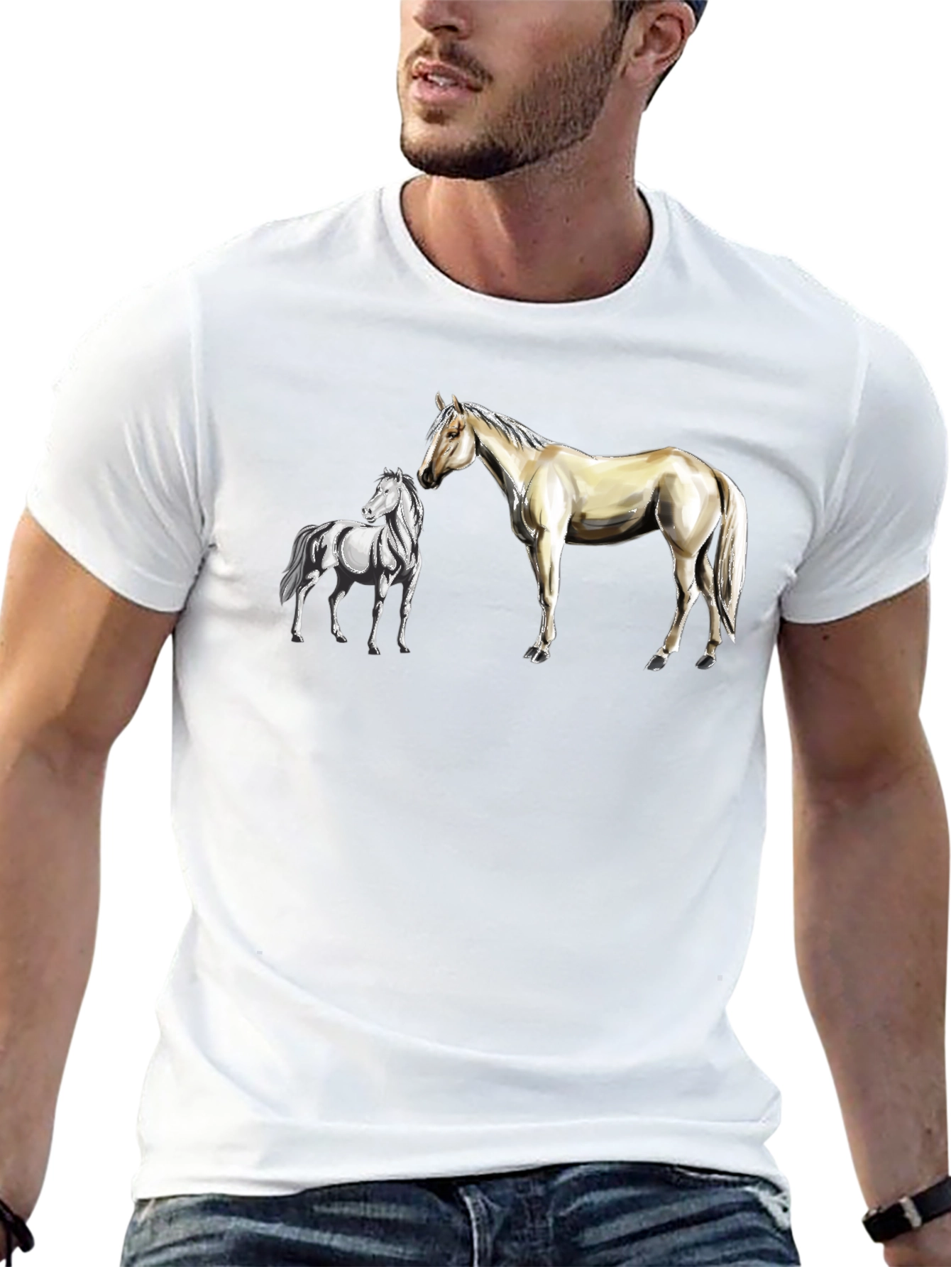 Horse Graphic Tee - Stylish Black Cotton T-Shirt