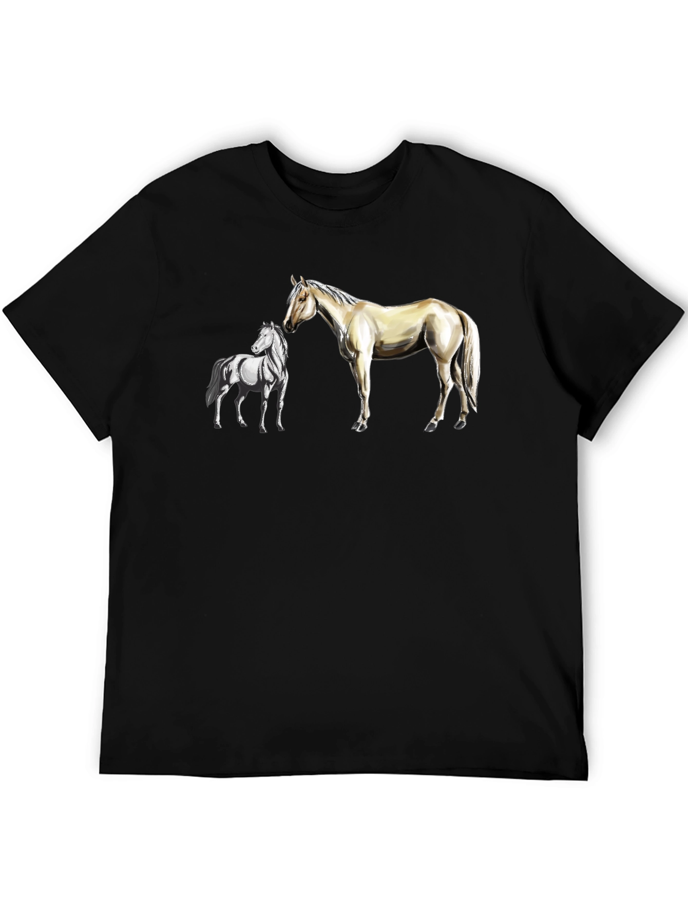 Horse Graphic Tee - Stylish Black Cotton T-Shirt