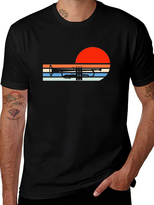 Retro Trumpet Sunset Graphic Tee