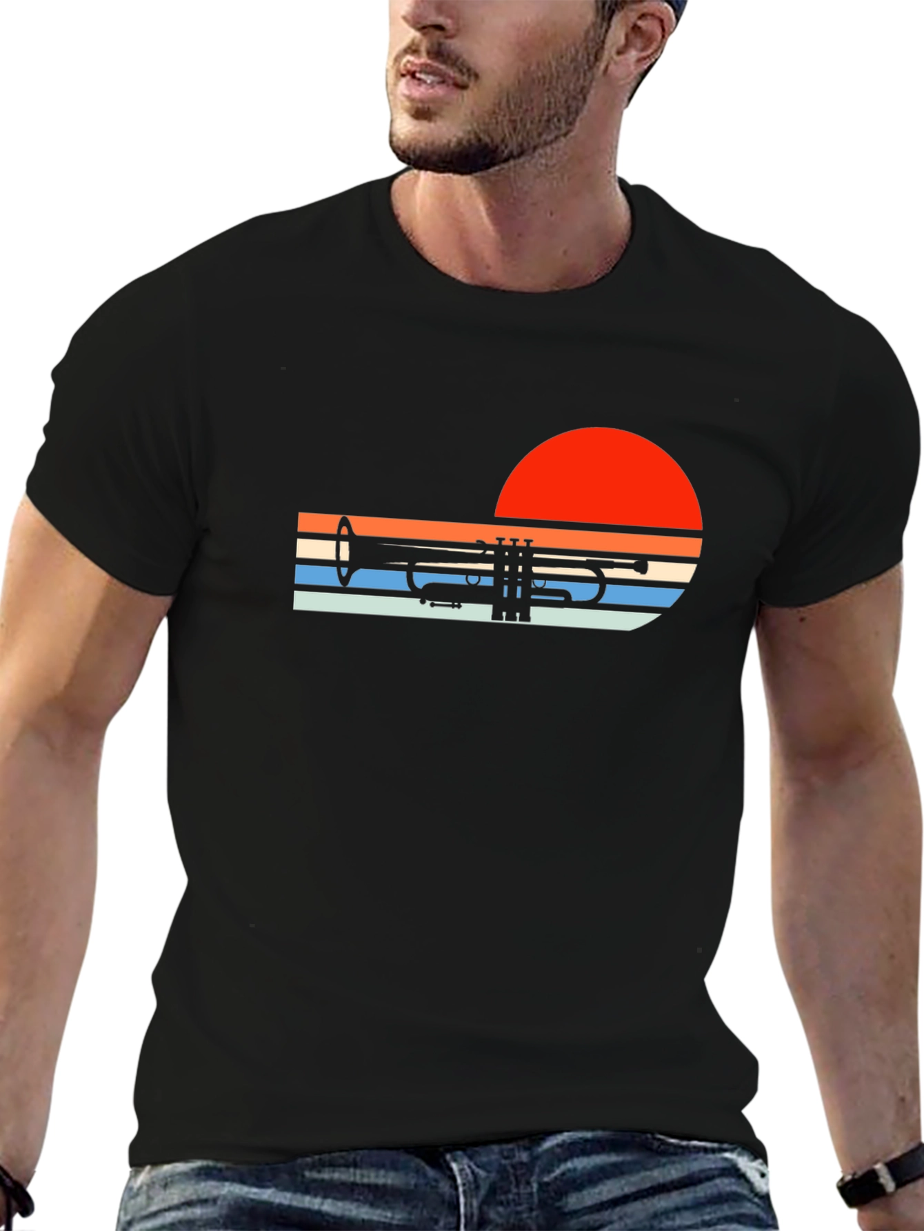 Retro Trumpet Sunset Graphic Tee