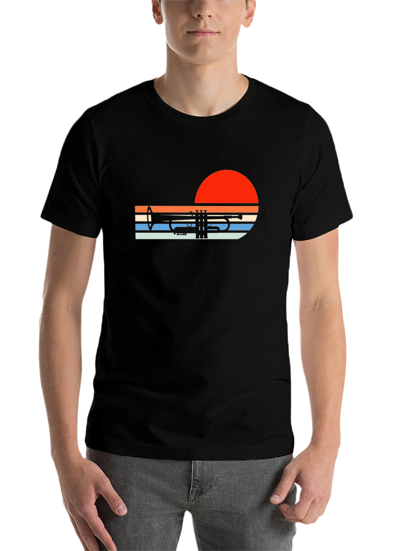 Retro Trumpet Sunset Graphic Tee