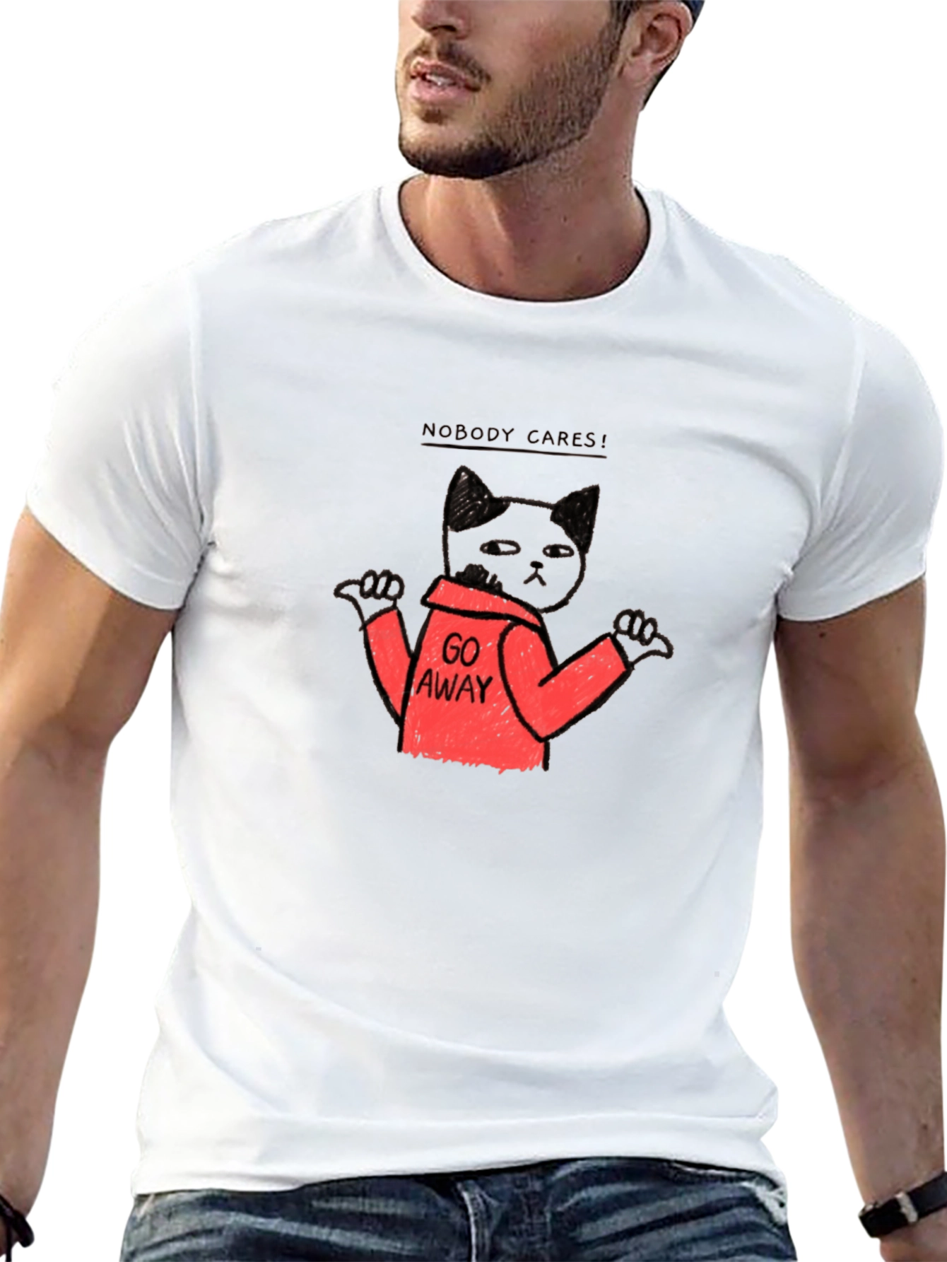 Funny Cat Graphic T-Shirt - Nobody Cares Go Away!