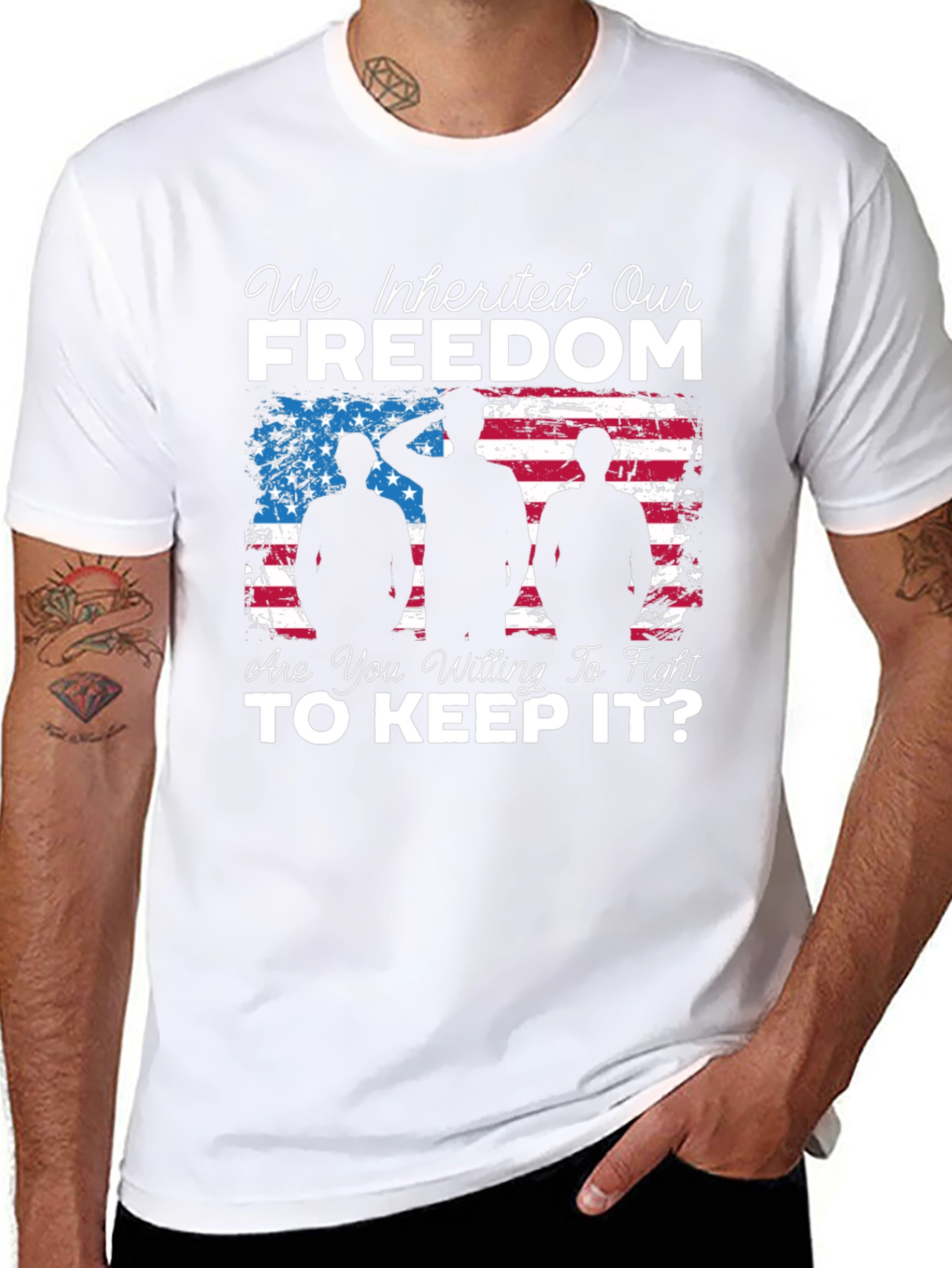 Freedom Graphic Tee - Patriotic Soldier Design