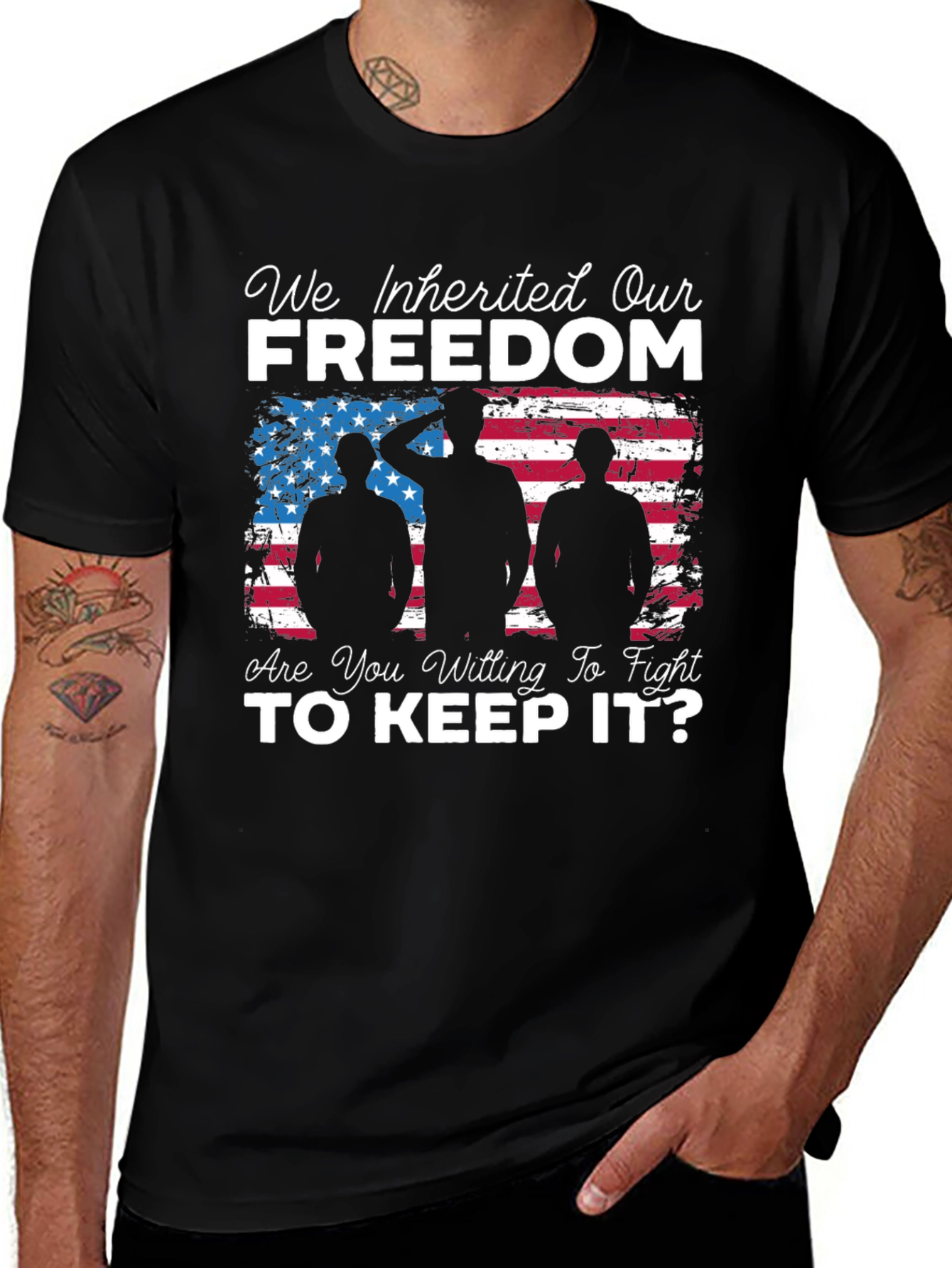 Freedom Graphic Tee - Patriotic Soldier Design