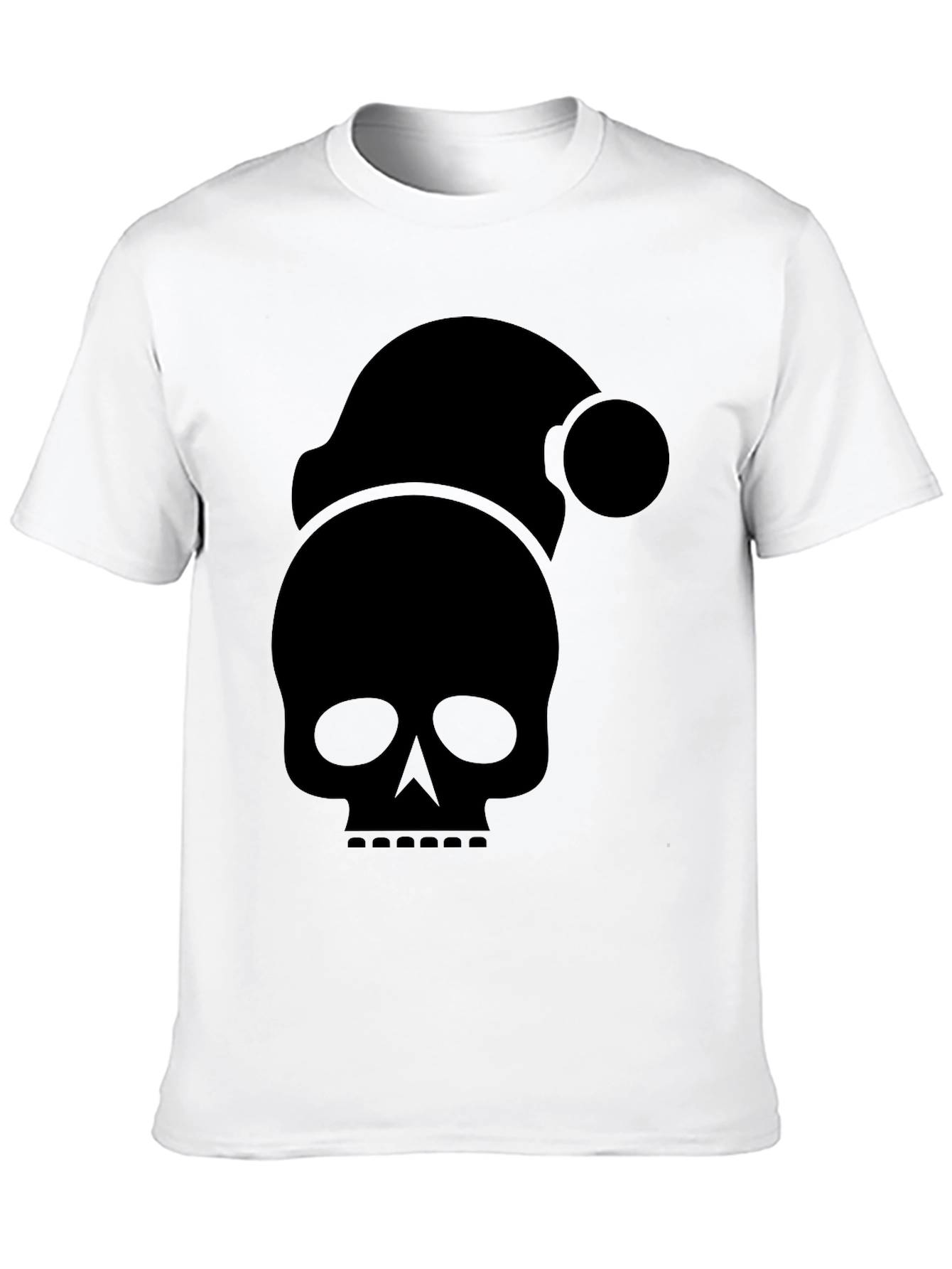 Skull Santa Hat T-Shirt - Holiday Spooky Tee