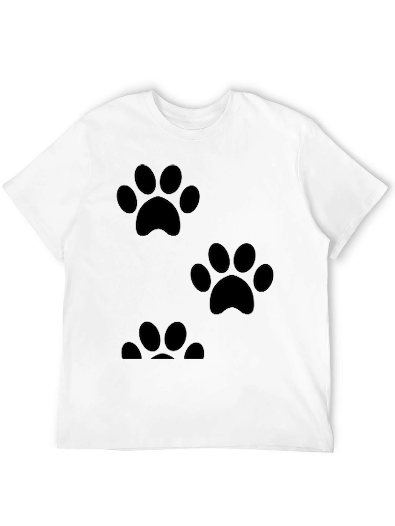 Paw Print Graphic Tee - Casual Black T-Shirt